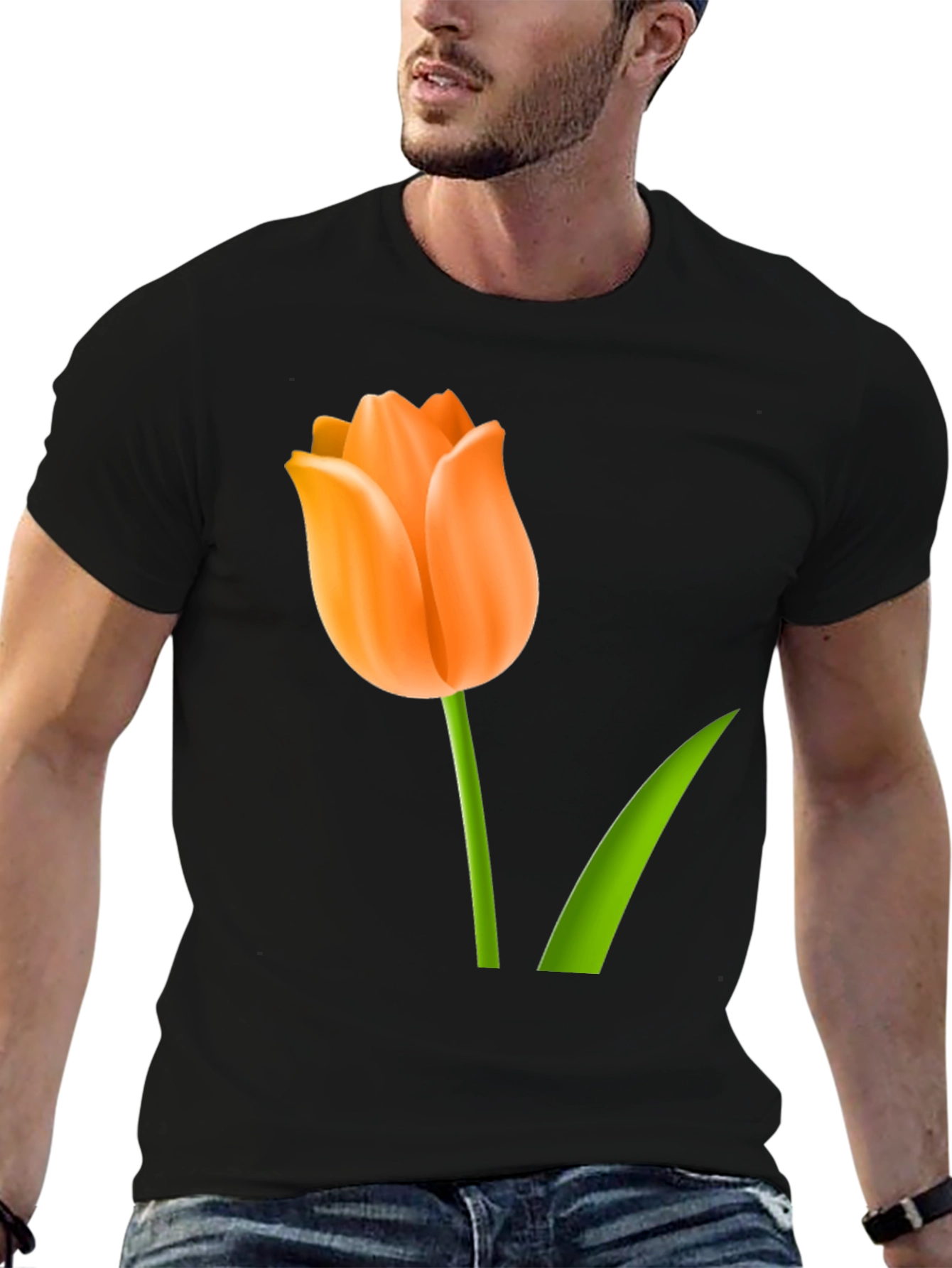 Tulip Graphic Print T-Shirt - Black