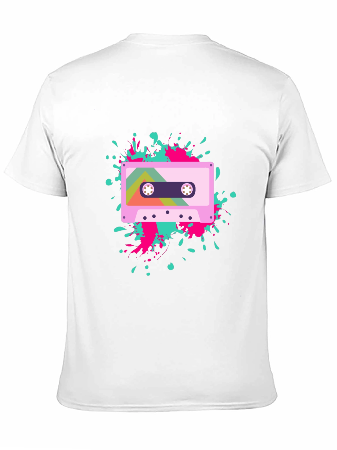 Retro Cassette Tape Graphic Tee - Black Cotton Blend