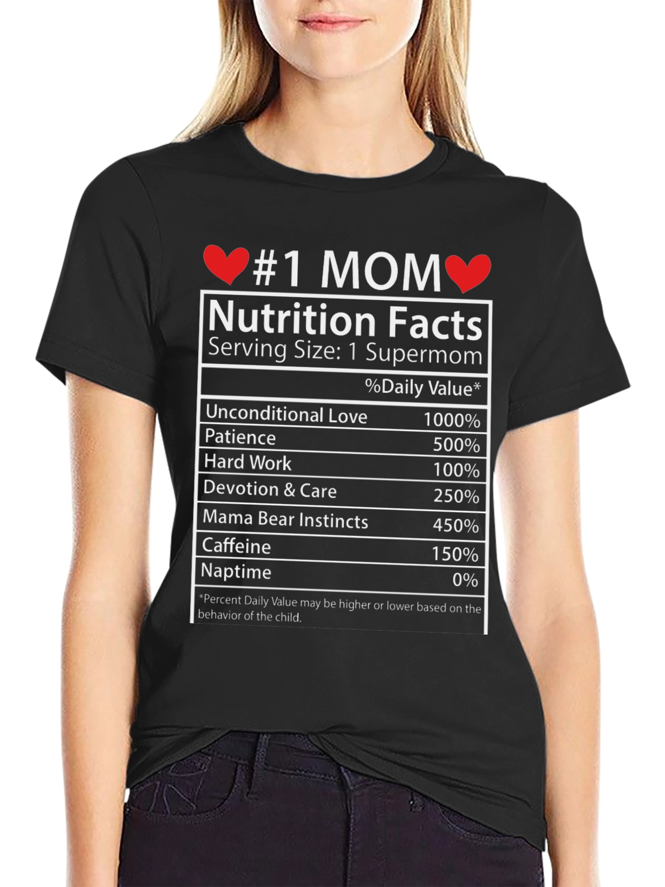 #1 Mom Nutrition Facts Graphic T-Shirt - Supermom Gift