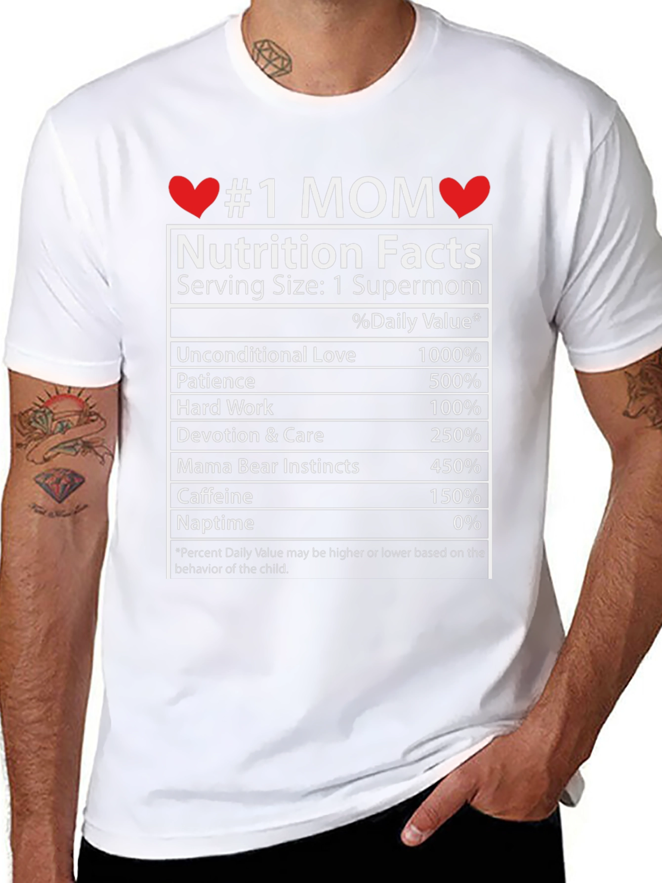 #1 Mom Nutrition Facts Graphic T-Shirt - Supermom Gift