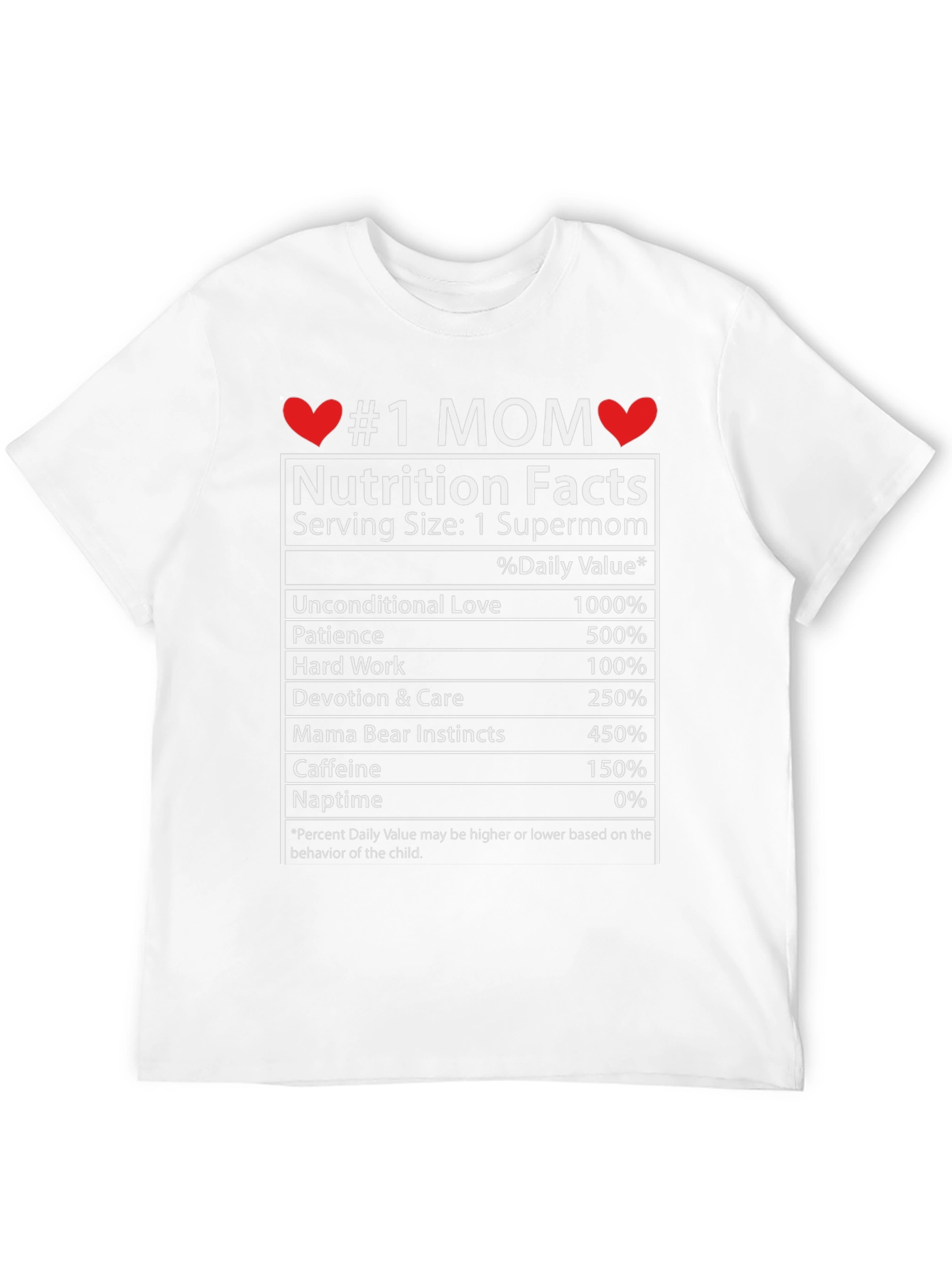 #1 Mom Nutrition Facts Graphic T-Shirt - Supermom Gift