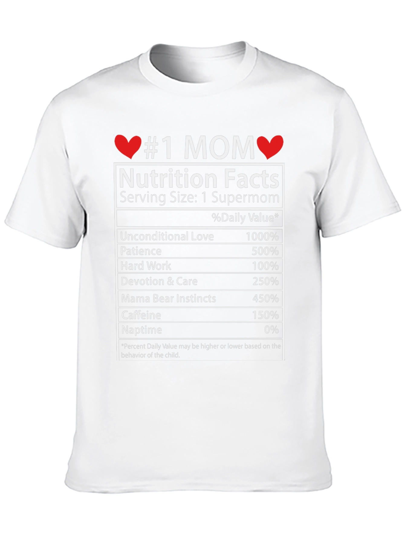 #1 Mom Nutrition Facts Graphic T-Shirt - Supermom Gift