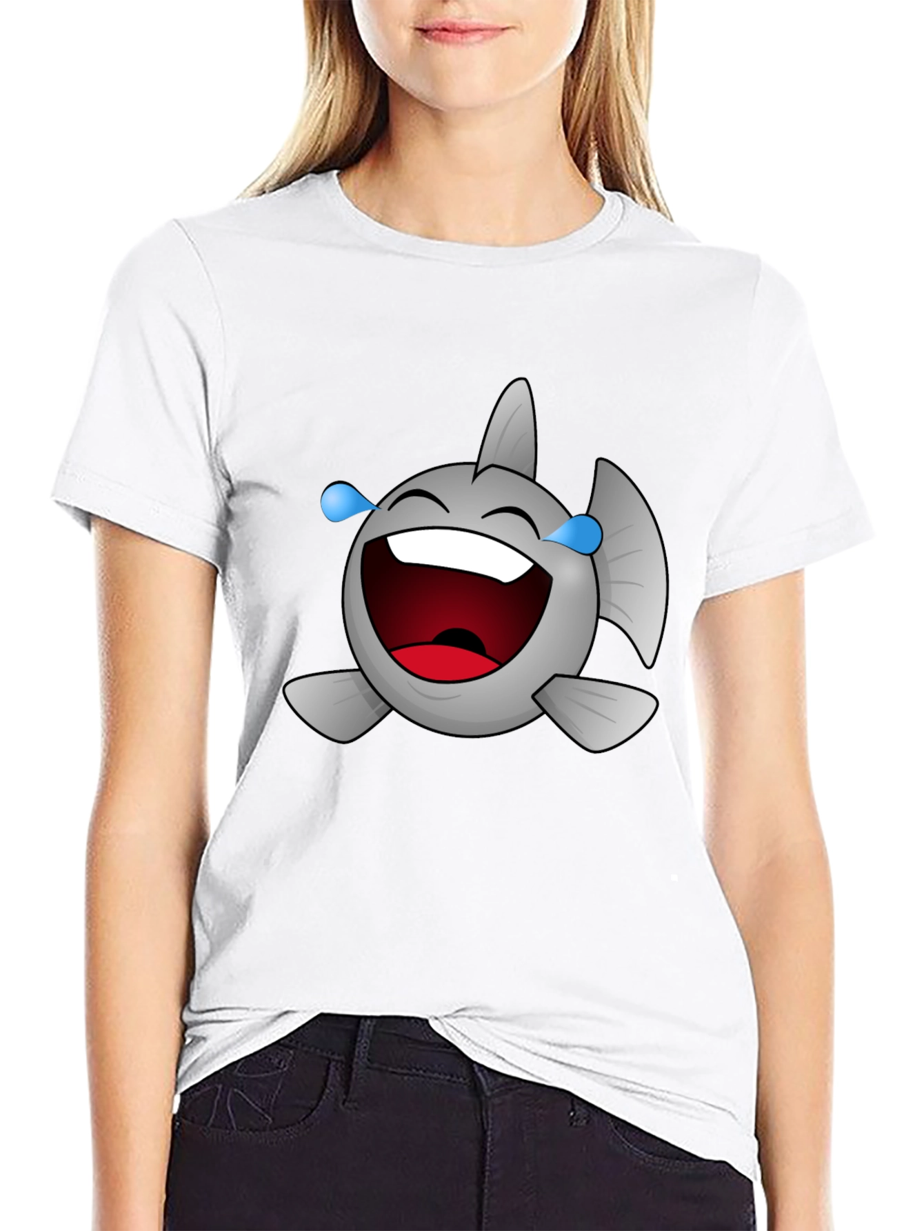 Laughing Fish Graphic Tee - Black Cotton Comfort