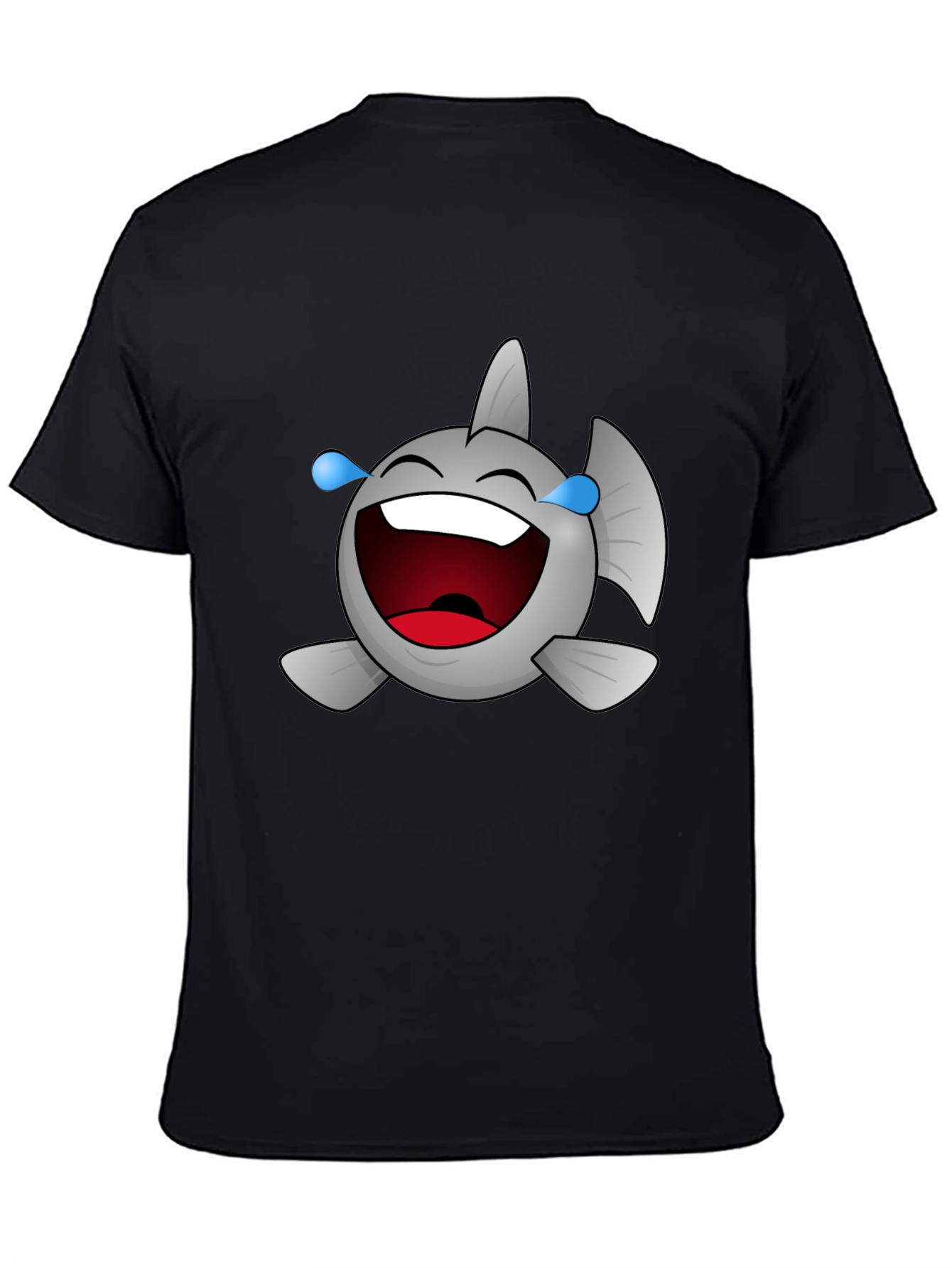 Laughing Fish Graphic Tee - Black Cotton Comfort