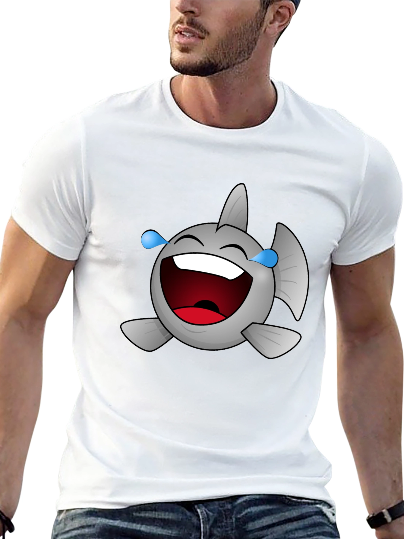Laughing Fish Graphic Tee - Black Cotton Comfort