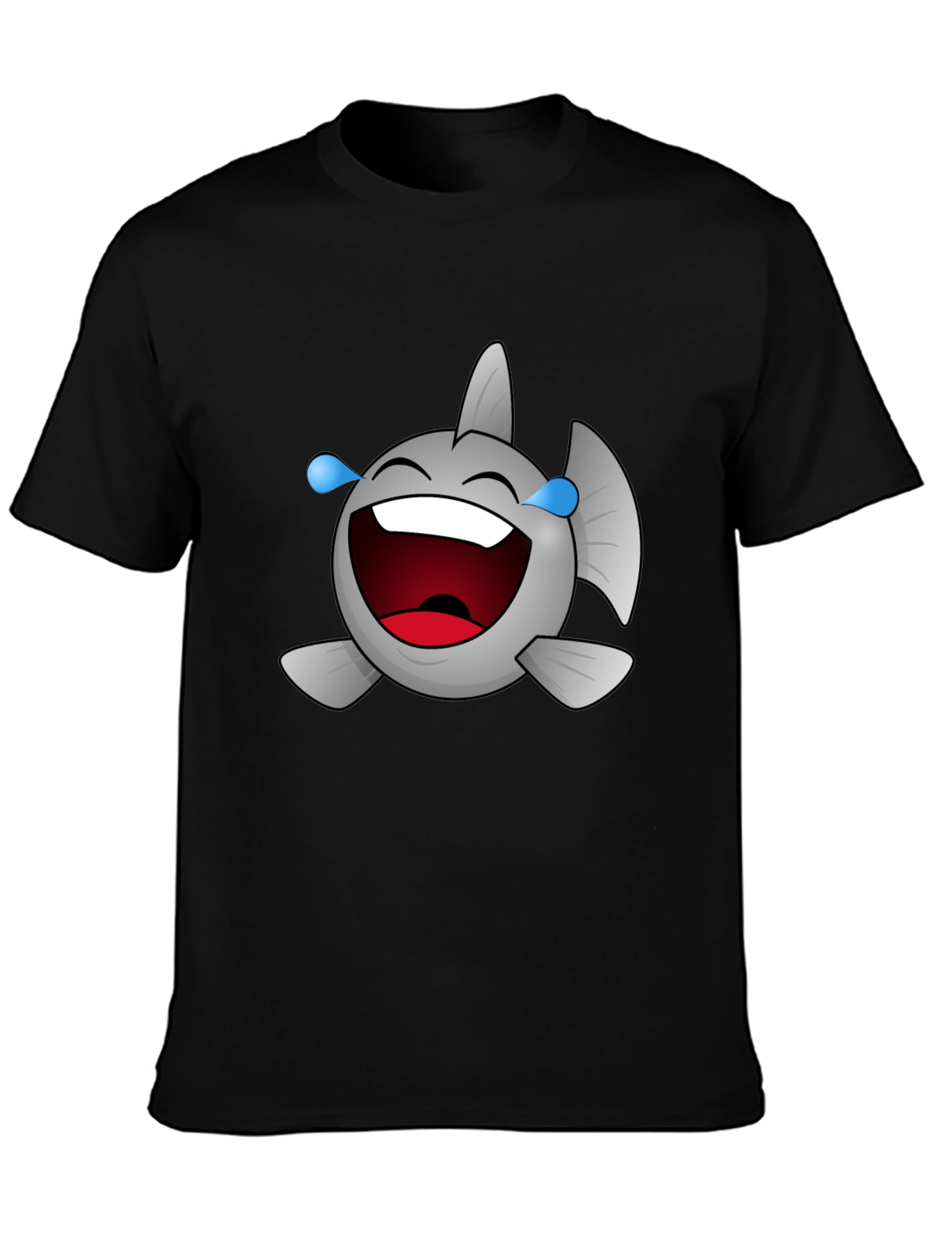 Laughing Fish Graphic Tee - Black Cotton Comfort