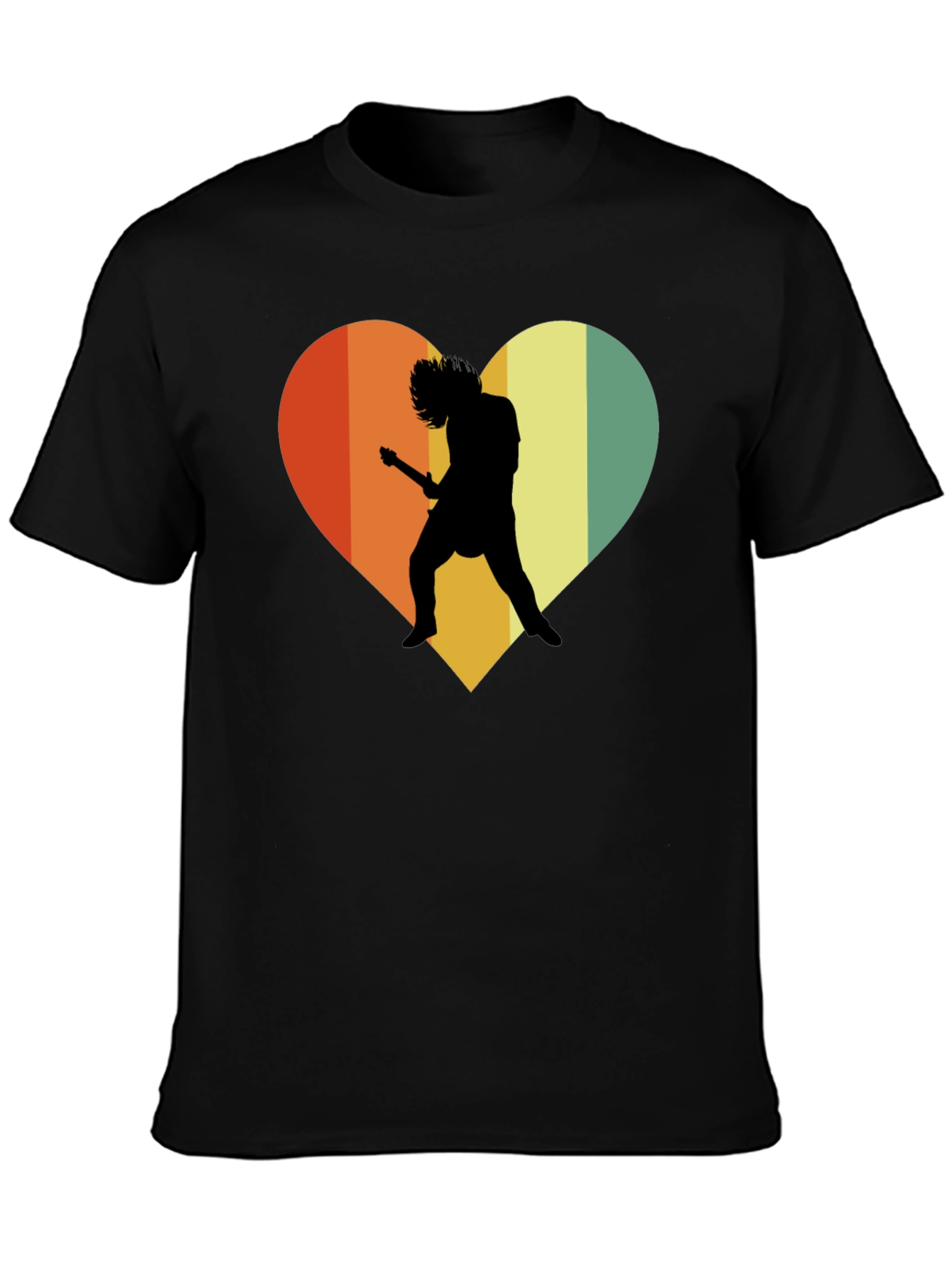 Retro Rock Guitar Heart Graphic Tee