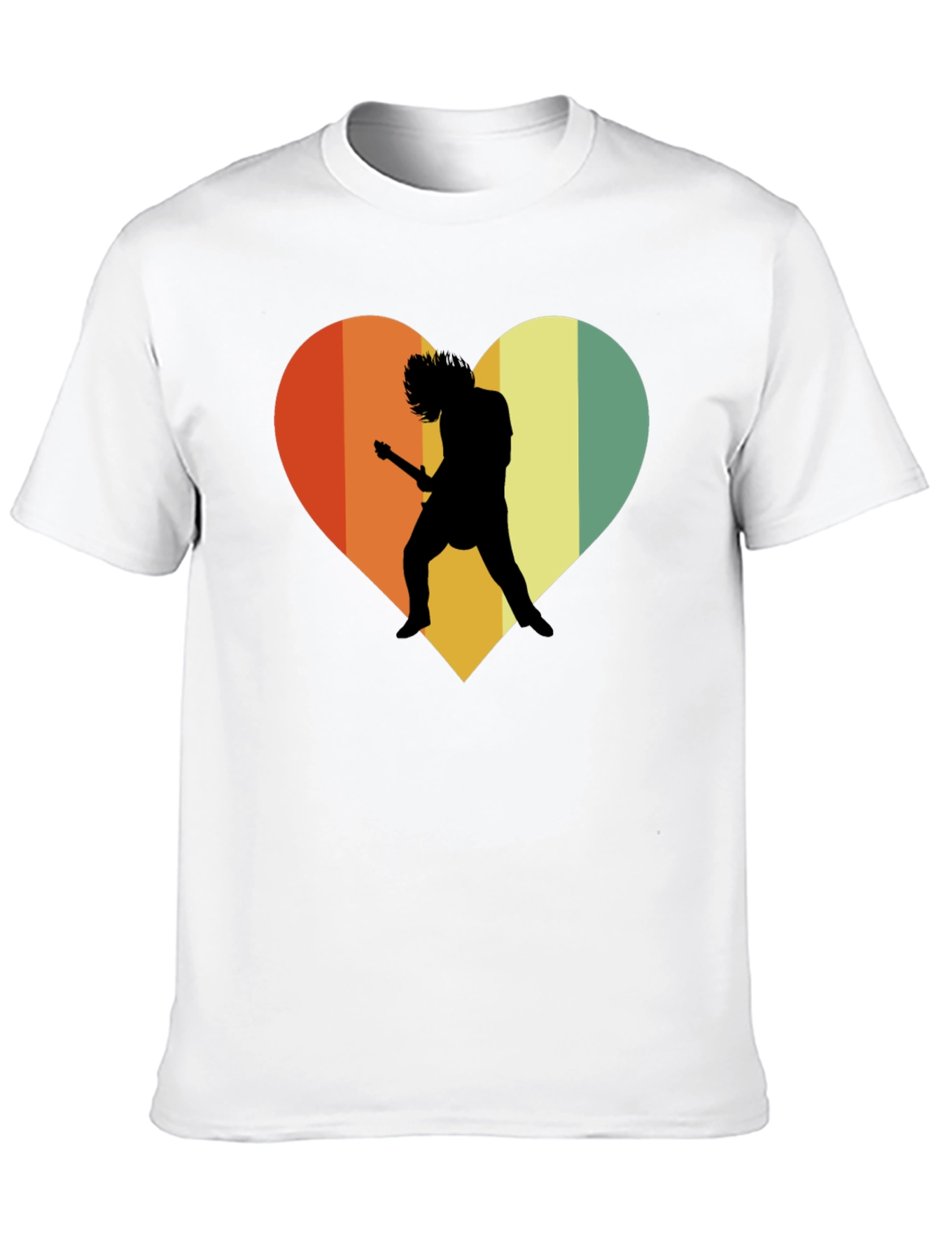 Retro Rock Guitar Heart Graphic Tee