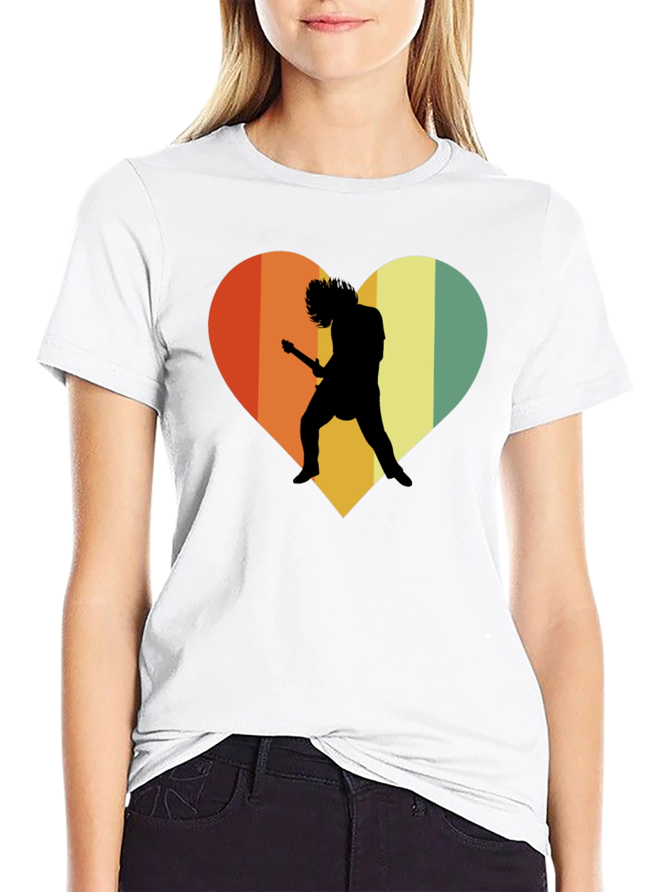 Retro Rock Guitar Heart Graphic Tee