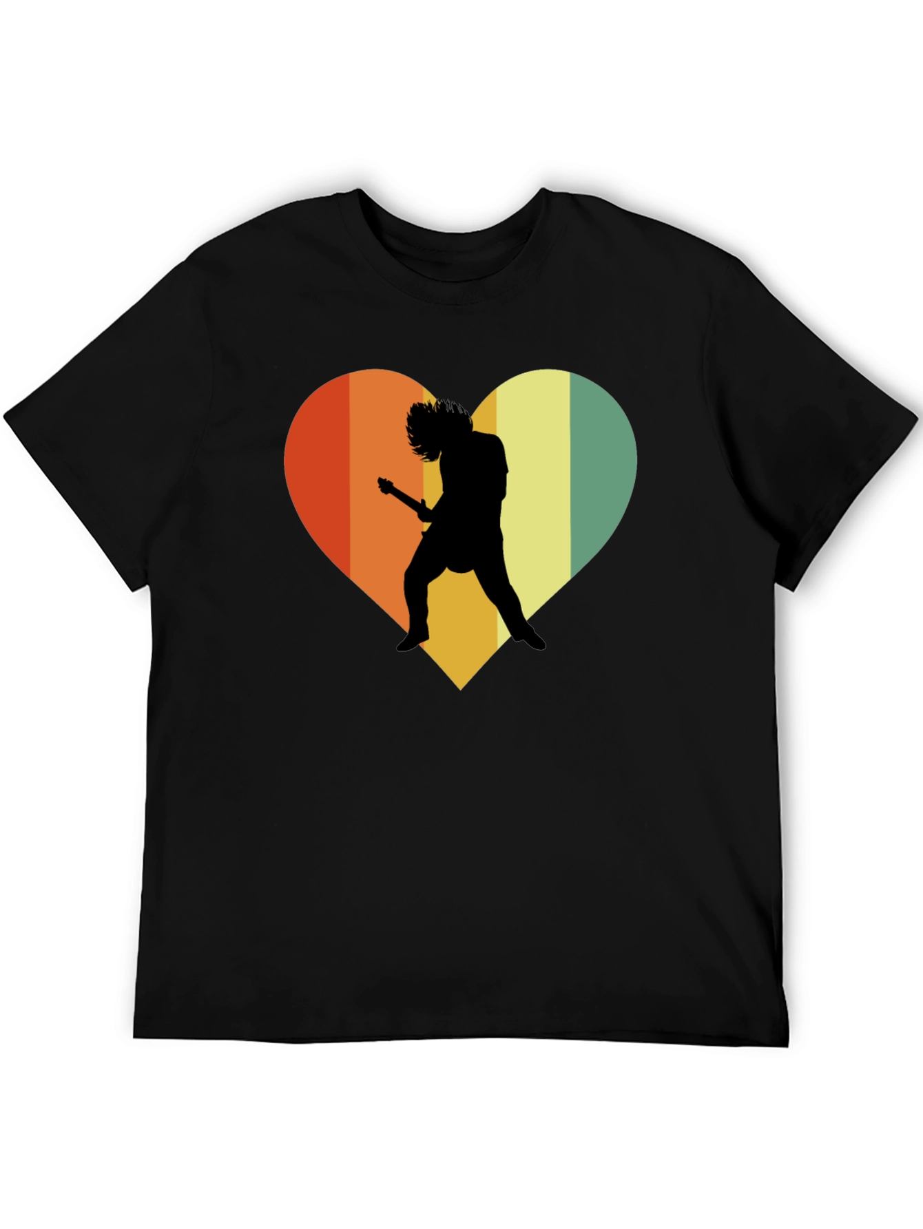 Retro Rock Guitar Heart Graphic Tee