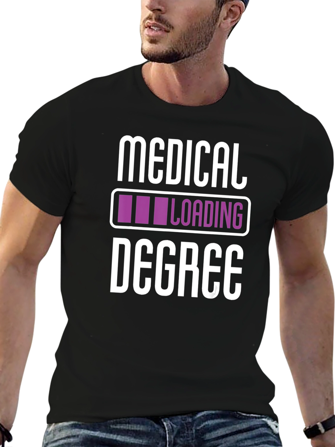 Medical Degree Loading T-Shirt - Black Novelty Tee
