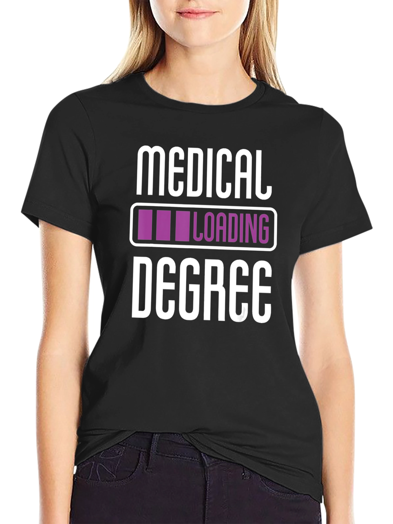 Medical Degree Loading T-Shirt - Black Novelty Tee