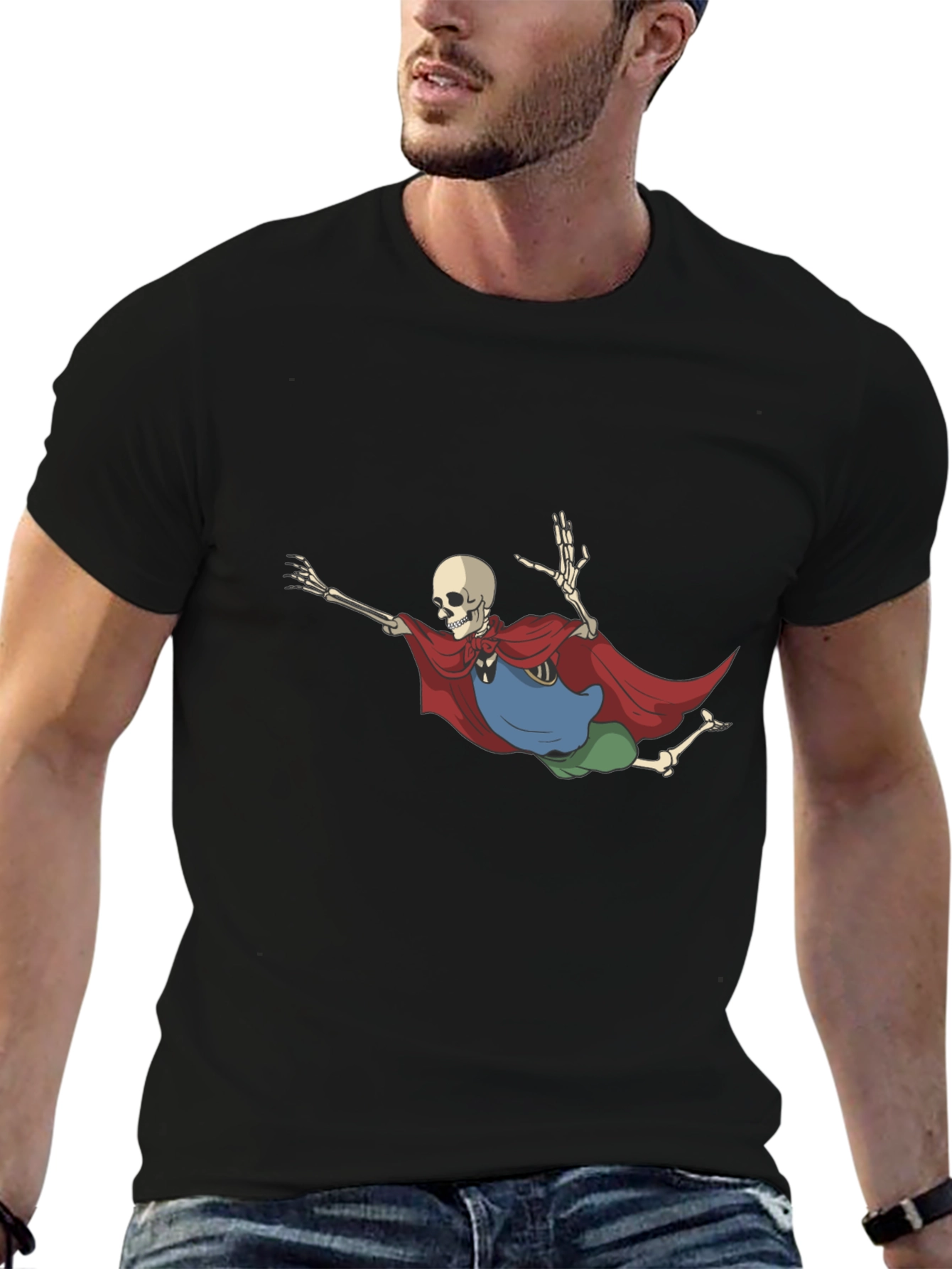 Skeleton Superhero Black T-Shirt