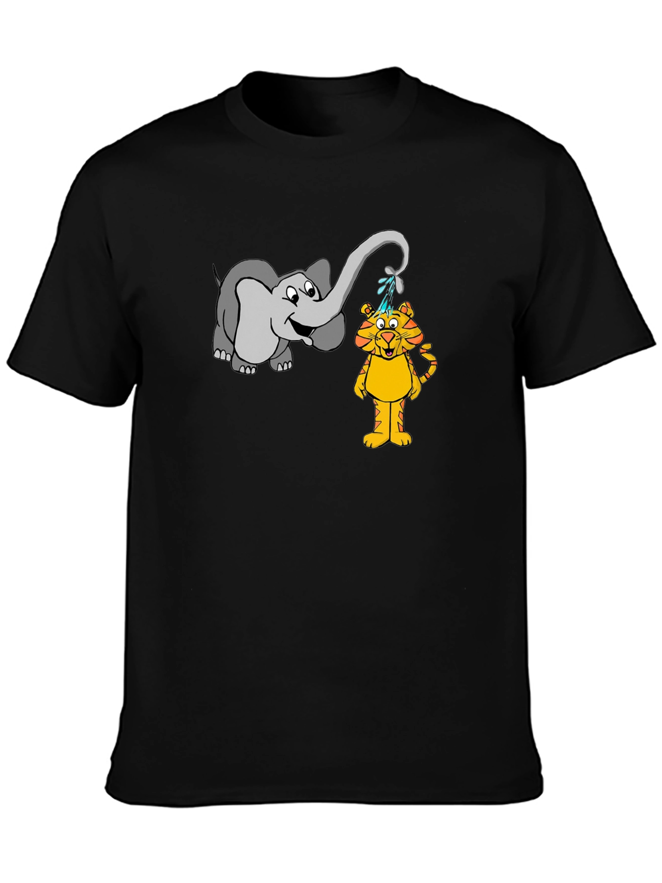 Elephant Watering Tiger Graphic T-Shirt