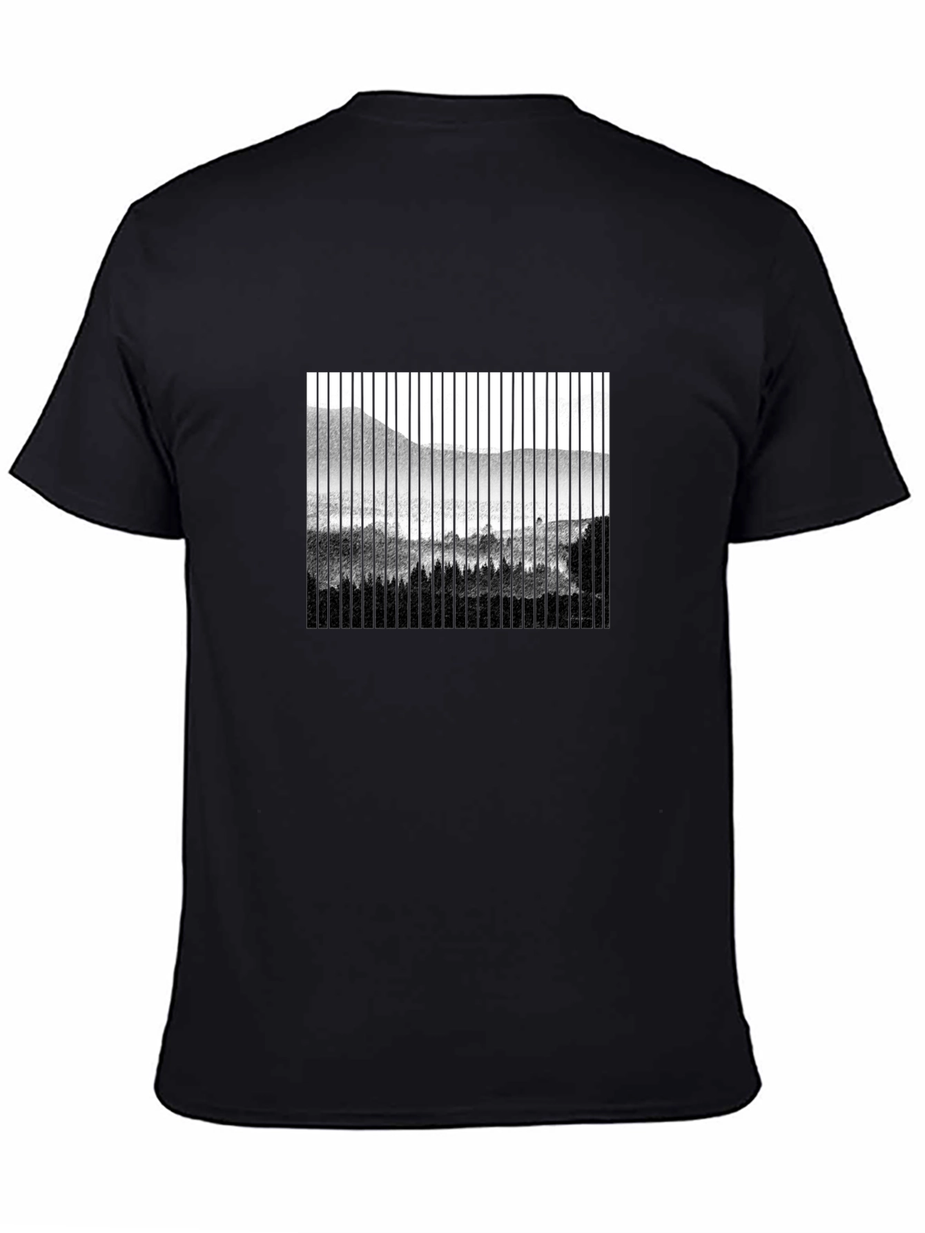 Abstract Mountain Scene Mens Black T-Shirt
