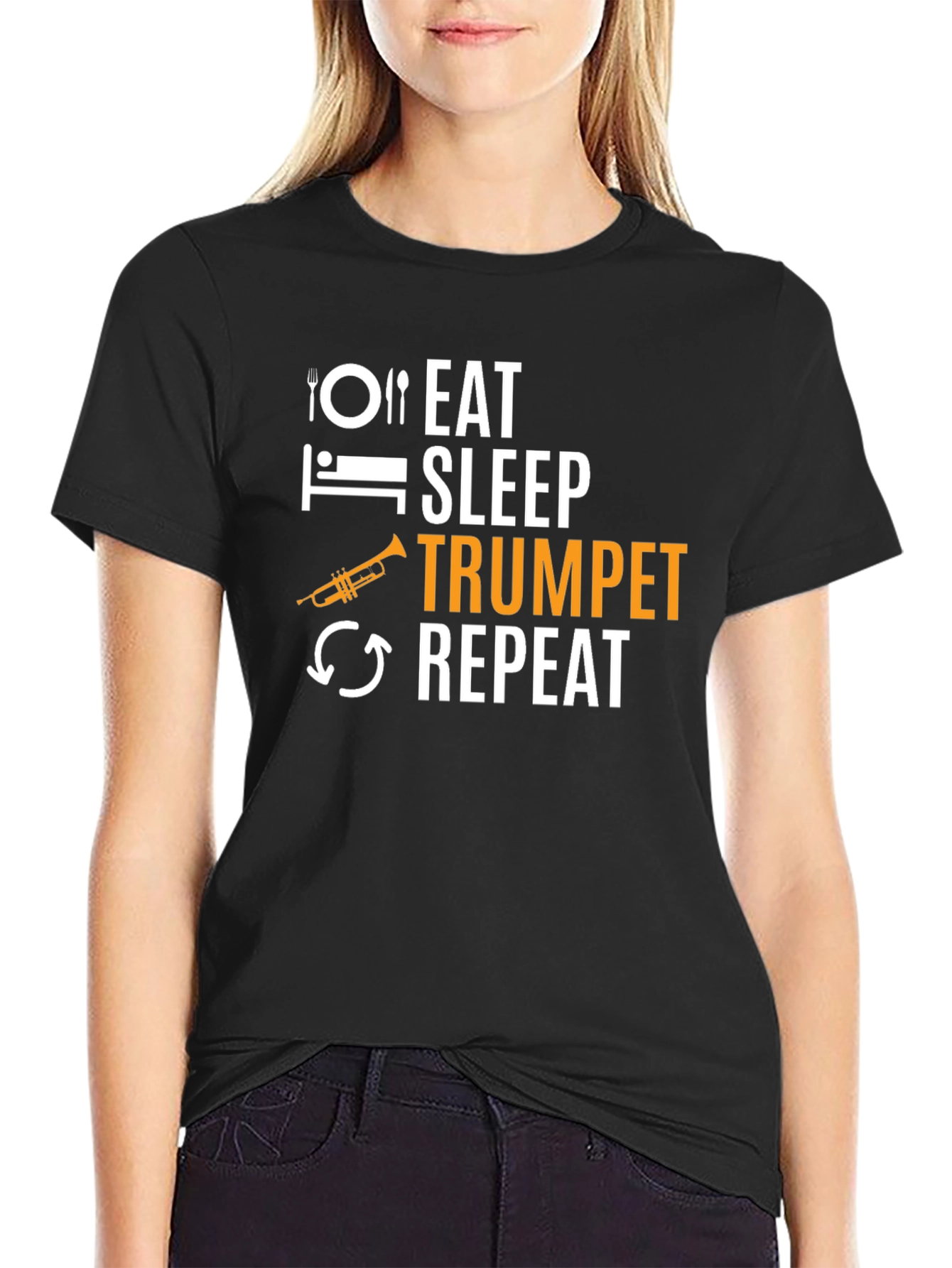 Eat Sleep Trumpet Repeat Graphic Tee