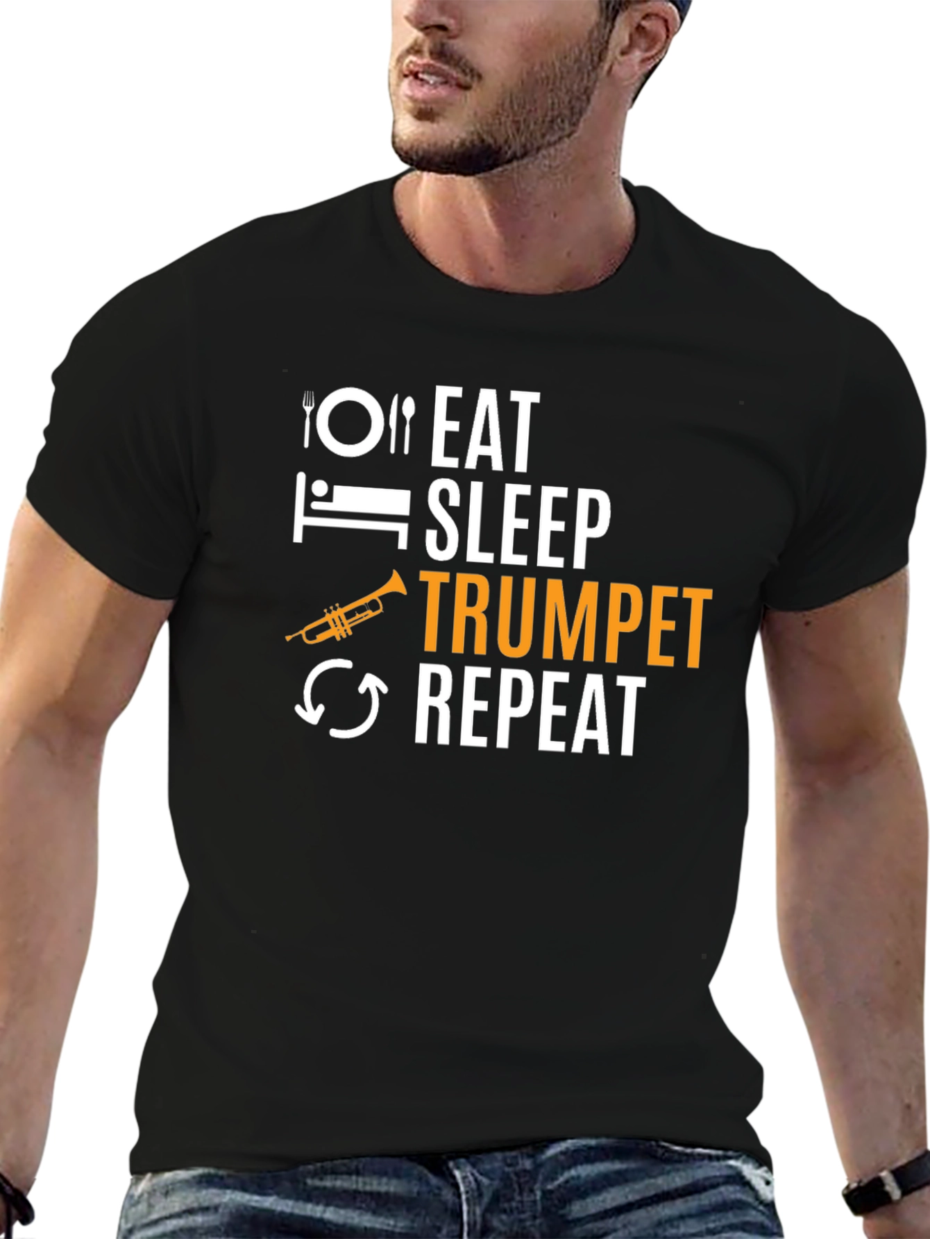 Eat Sleep Trumpet Repeat Graphic Tee