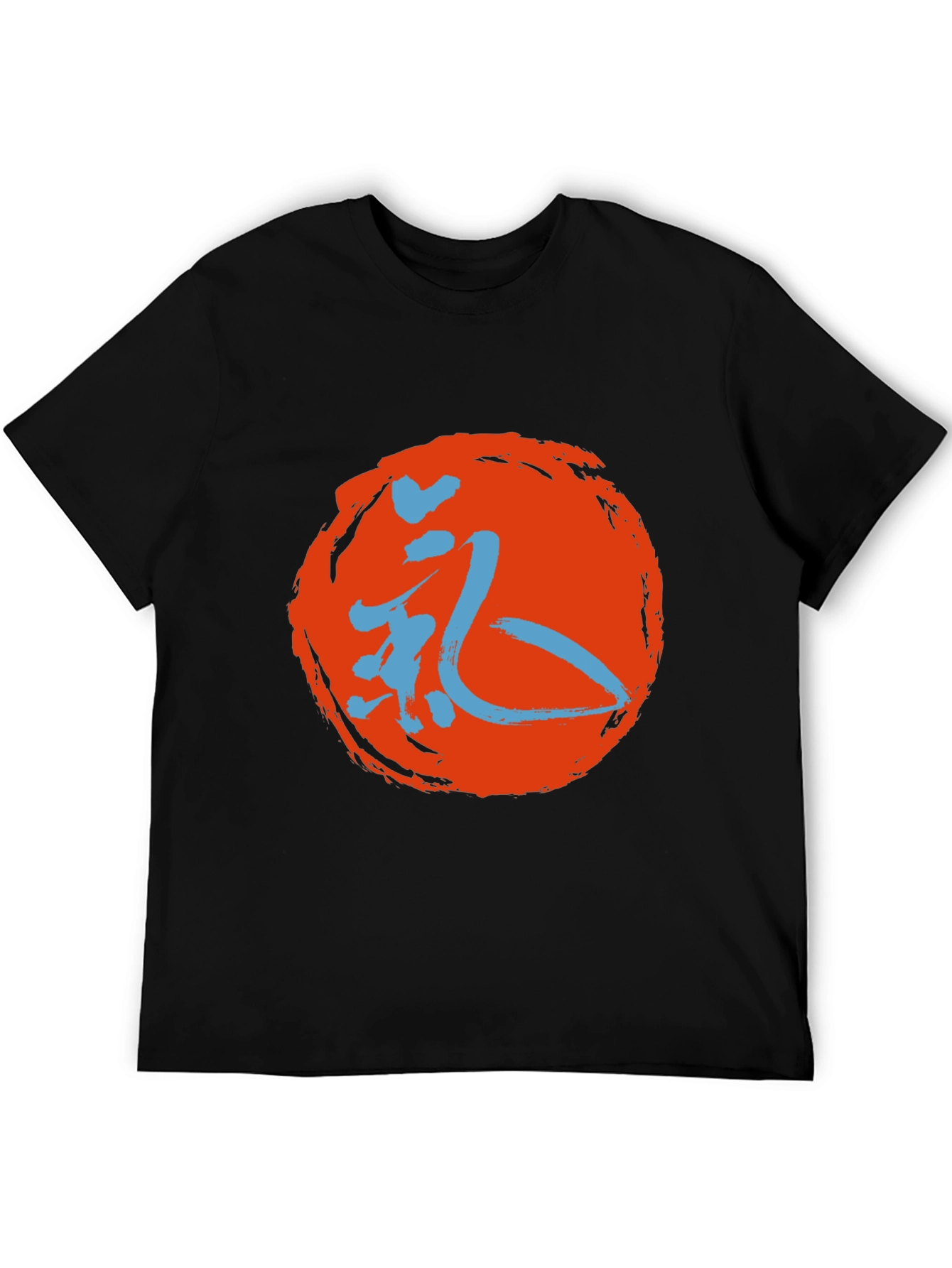 Mens Black T-Shirt with Japanese Symbol Design
