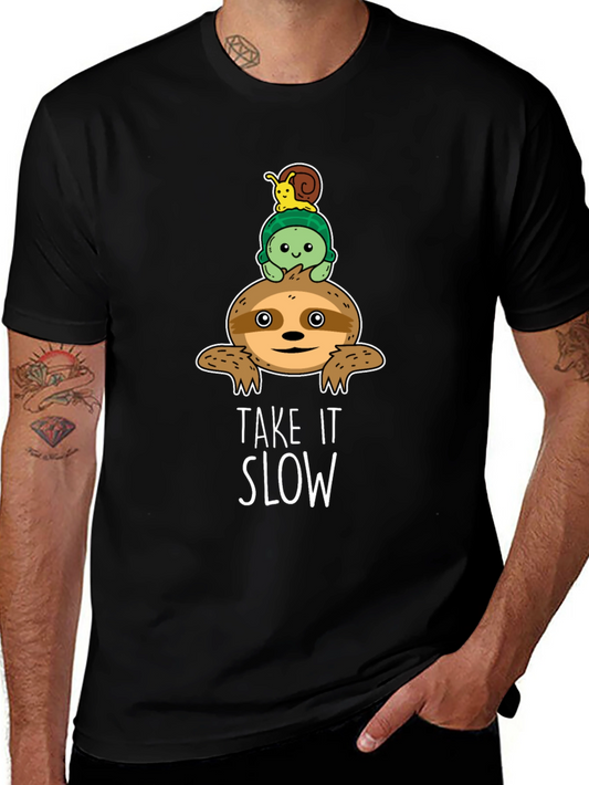 Take It Slow Sloth Turtle and Snail Graphic T-Shirt