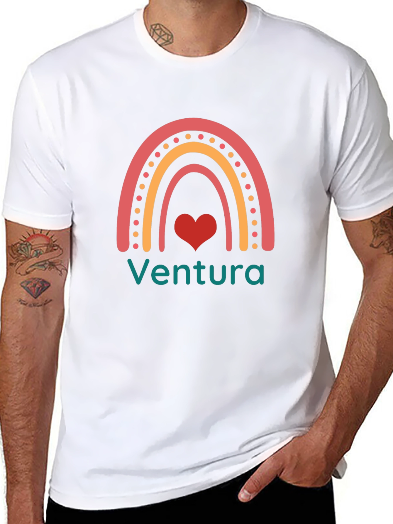Ventura Rainbow Heart Graphic T-Shirt