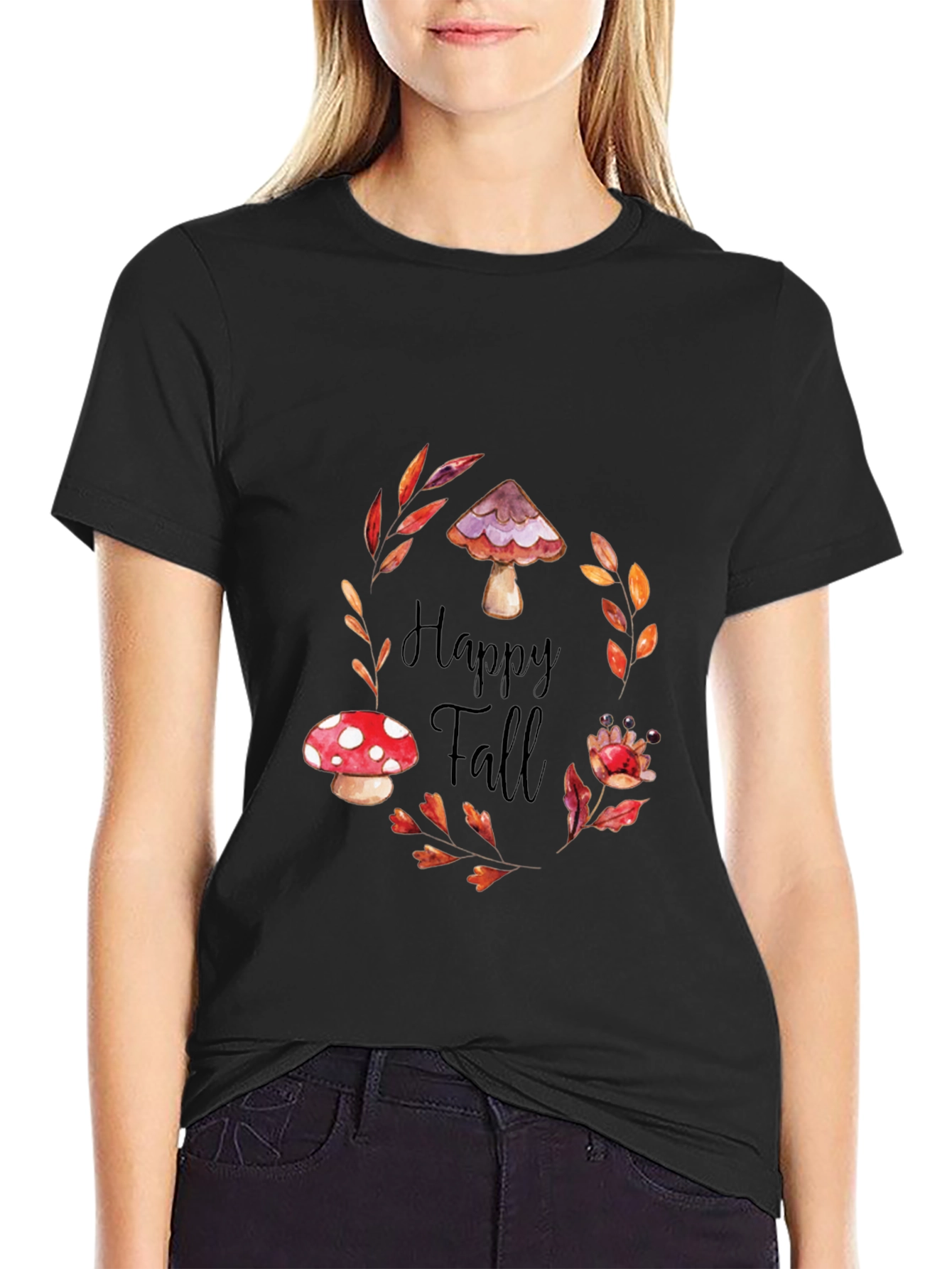 Happy Fall Mushroom T-Shirt - Autumnal Graphic Tee