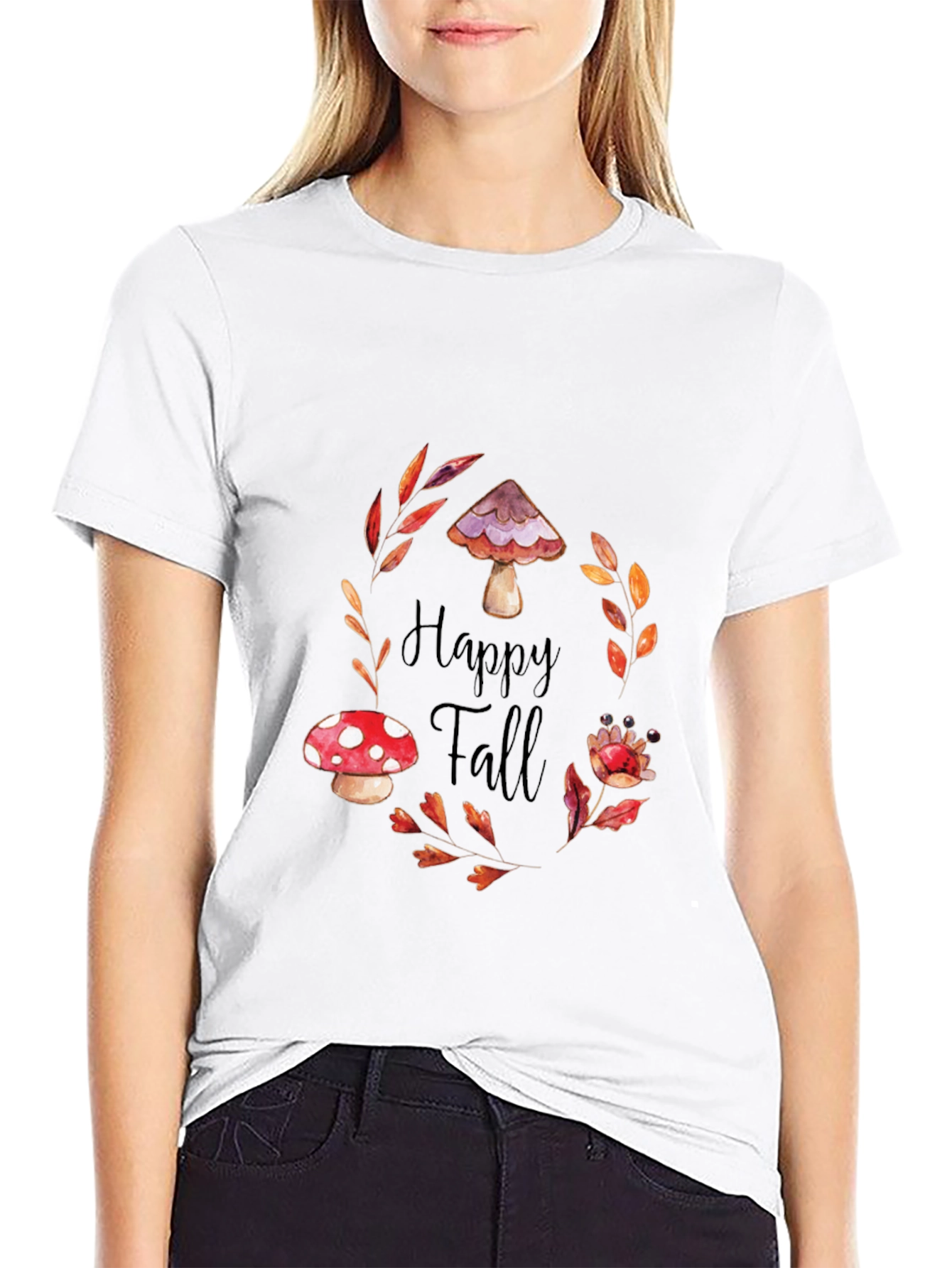 Happy Fall Mushroom T-Shirt - Autumnal Graphic Tee