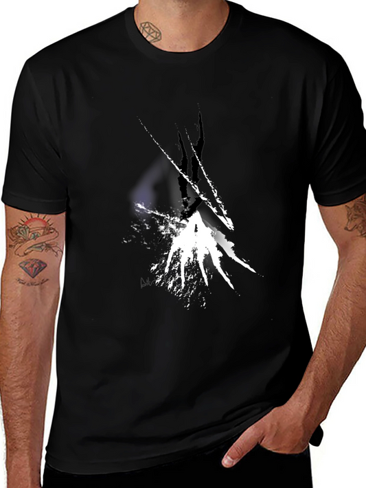 Abstract White Splatter Black T-Shirt