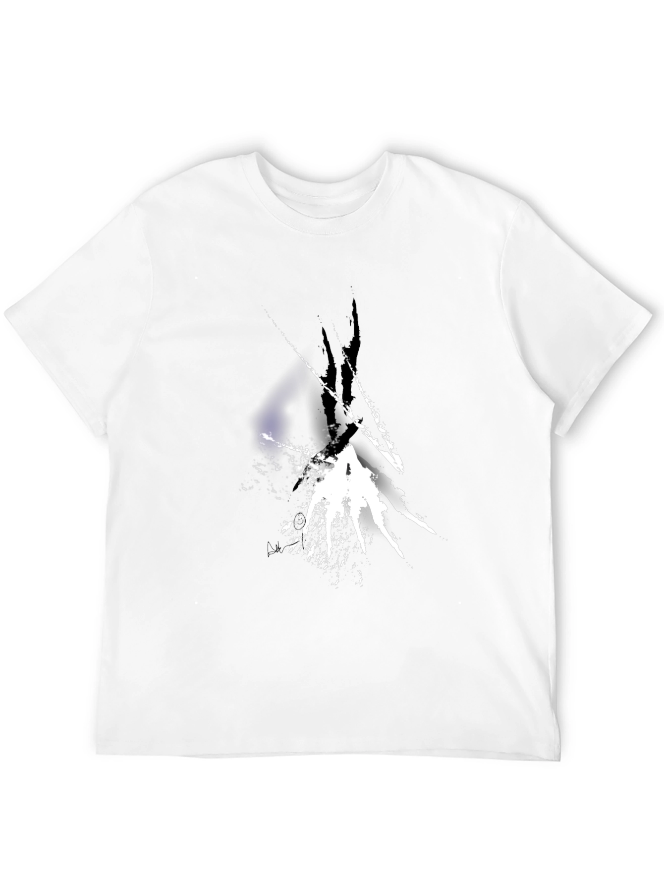 Abstract White Splatter Black T-Shirt