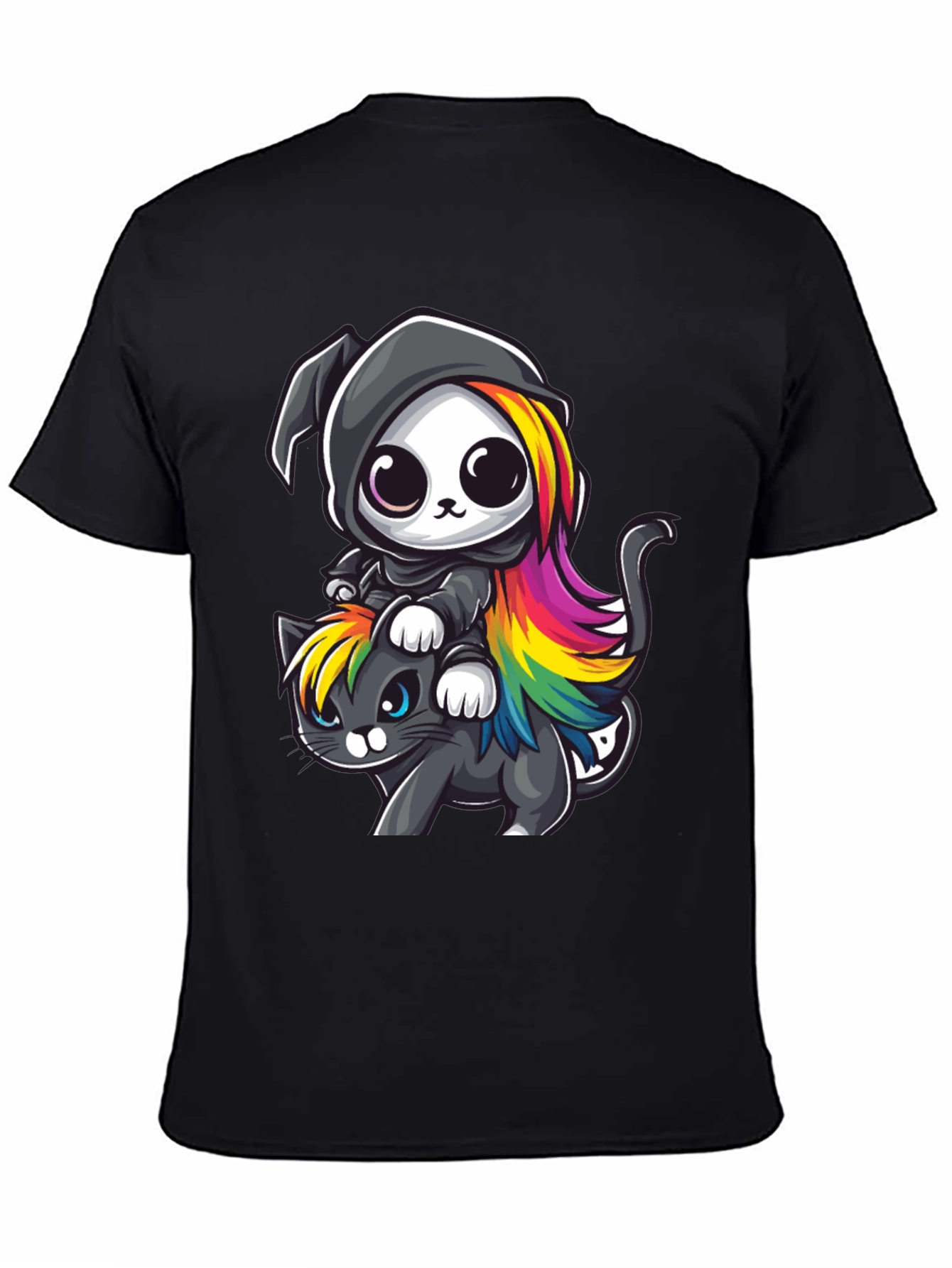 Cute Grim Reaper Cat Ride T-Shirt