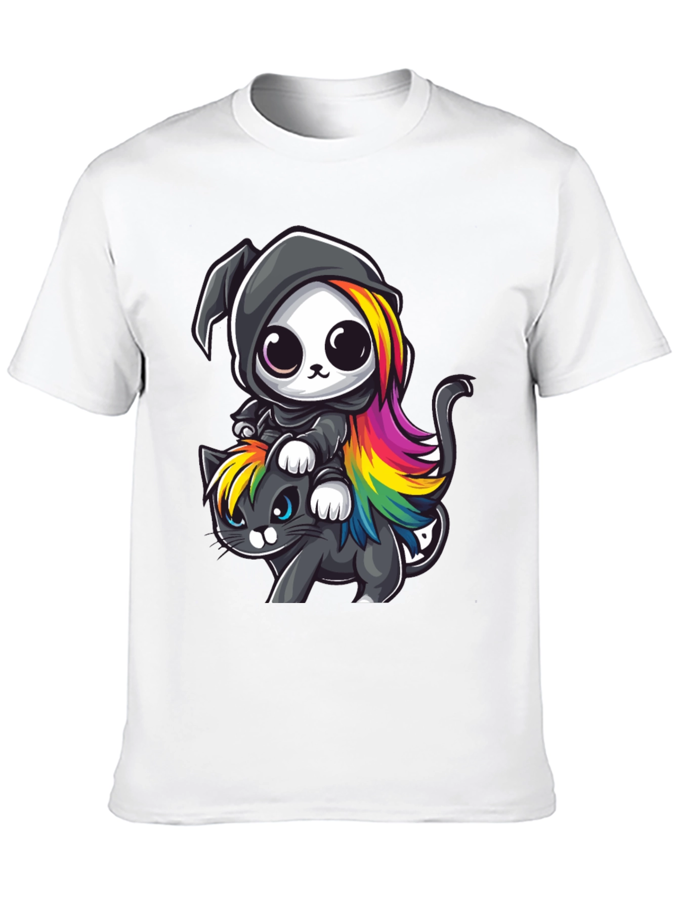 Cute Grim Reaper Cat Ride T-Shirt