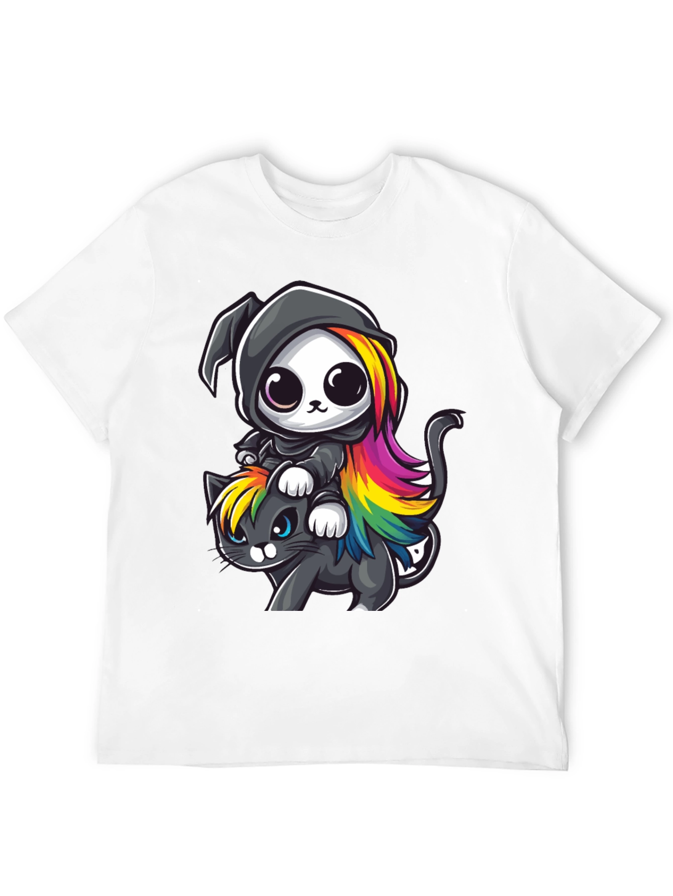 Cute Grim Reaper Cat Ride T-Shirt
