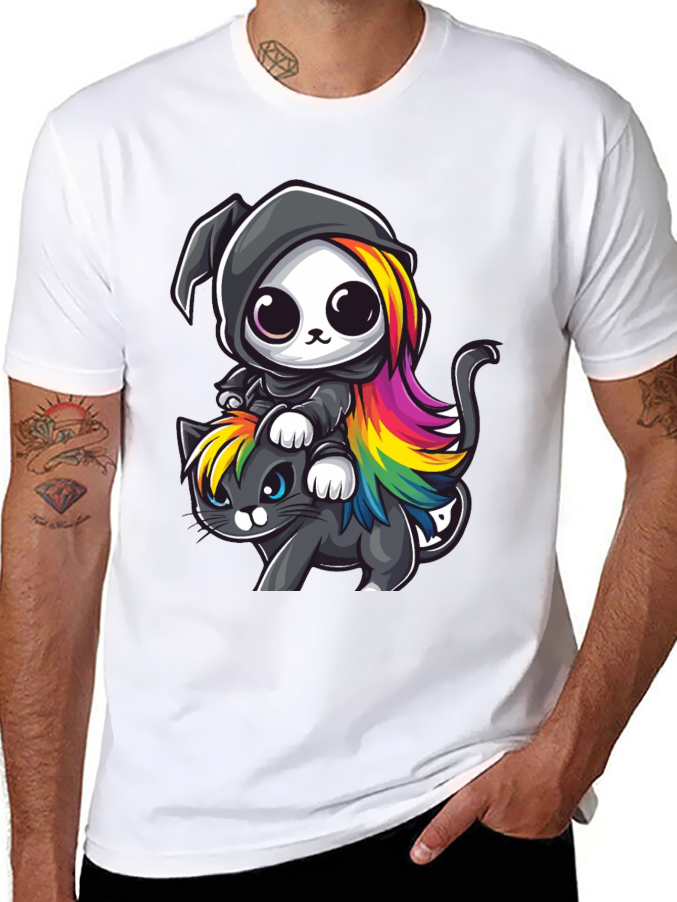 Cute Grim Reaper Cat Ride T-Shirt