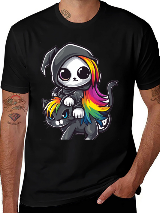 Cute Grim Reaper Cat Ride T-Shirt