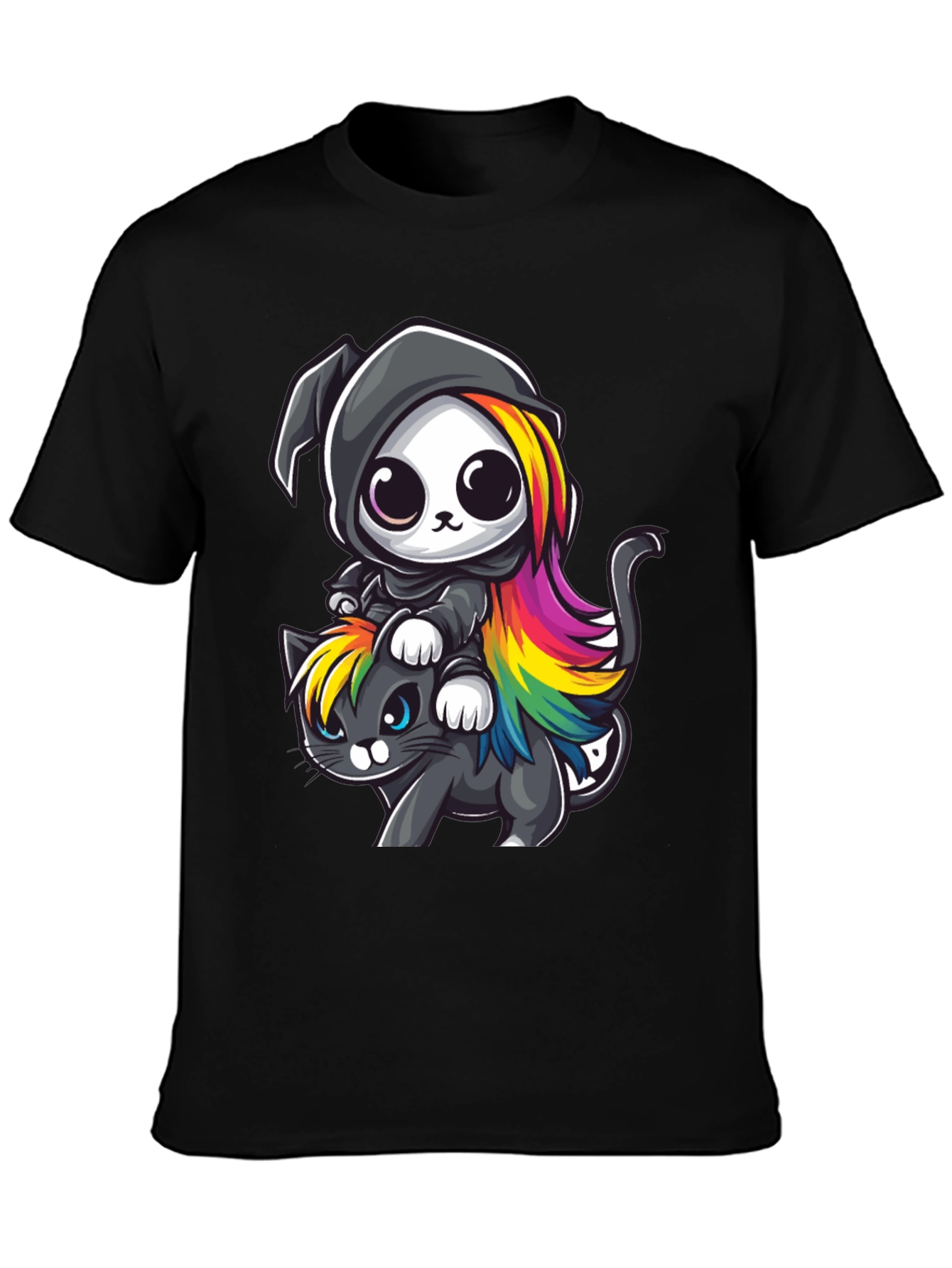 Cute Grim Reaper Cat Ride T-Shirt
