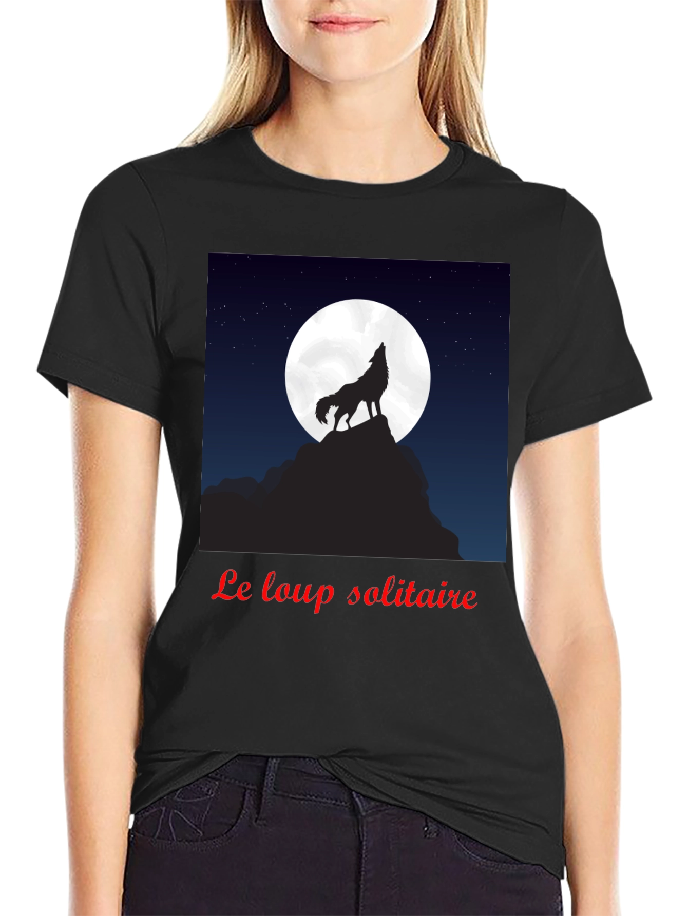 Le Loup Solitaire Graphic Tee - Black