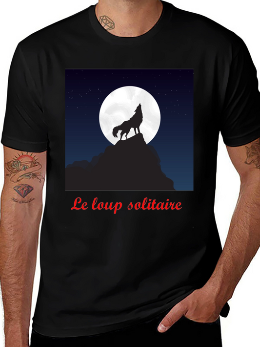 Le Loup Solitaire Graphic Tee - Black