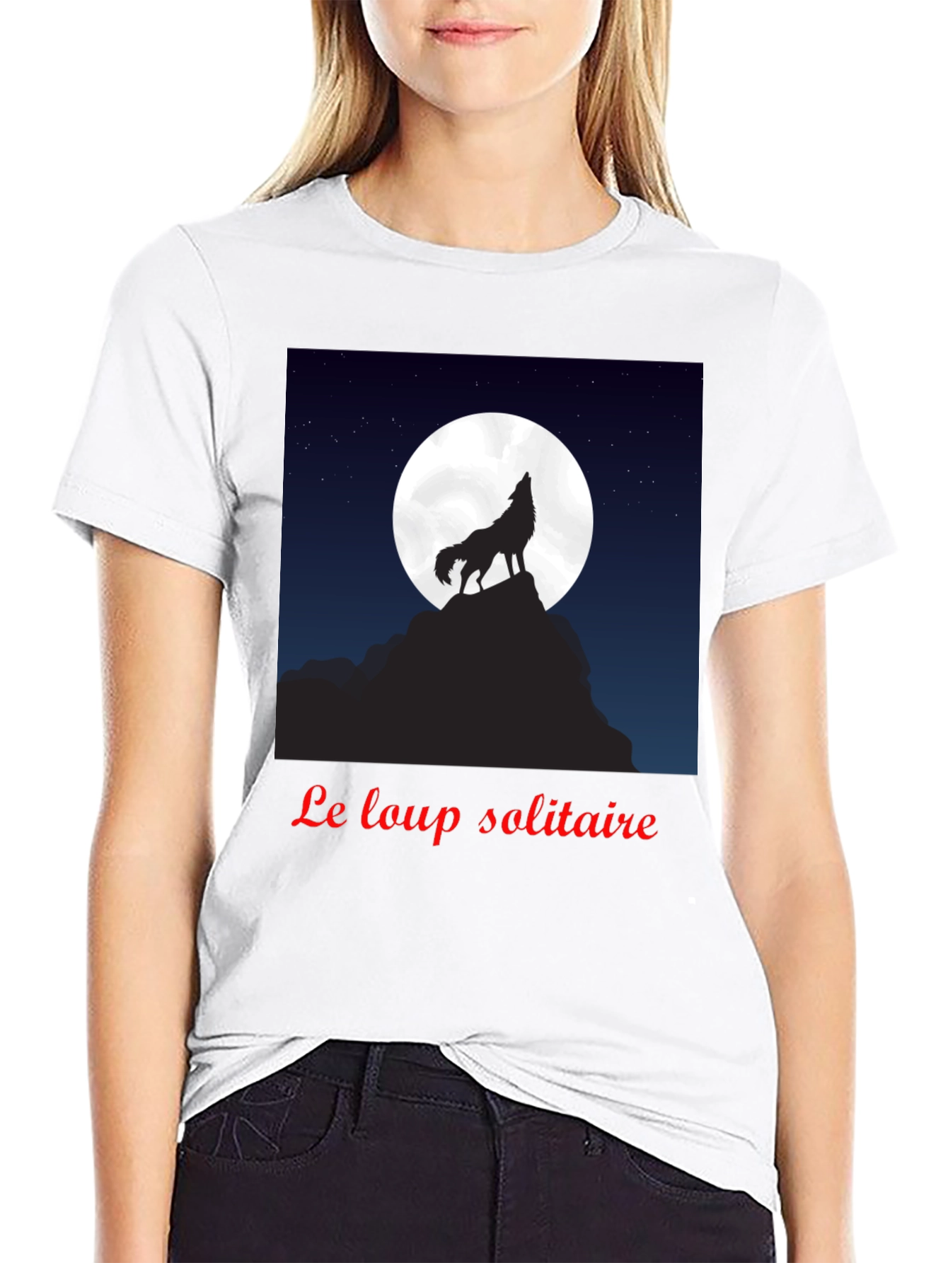 Le Loup Solitaire Graphic Tee - Black