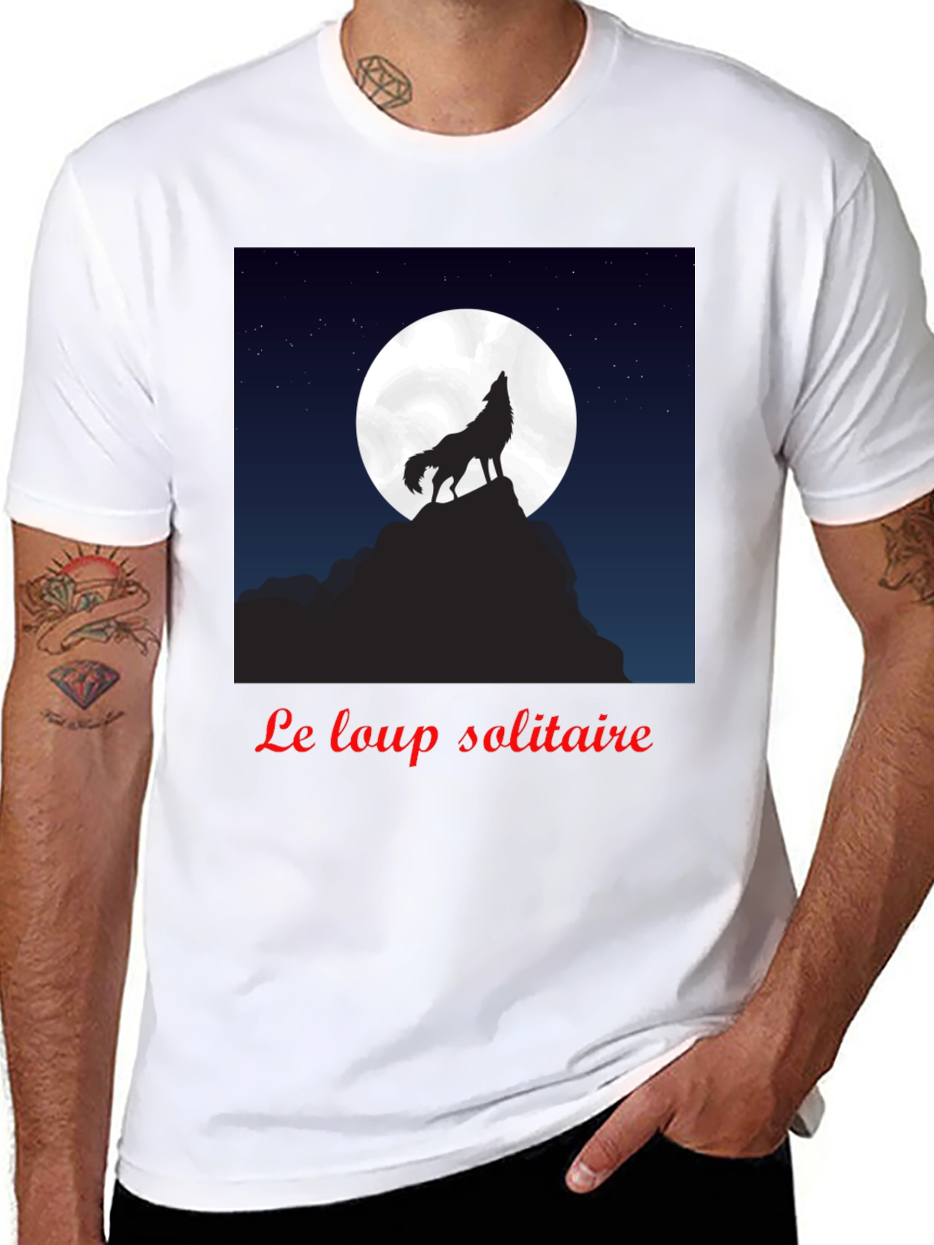 Le Loup Solitaire Graphic Tee - Black
