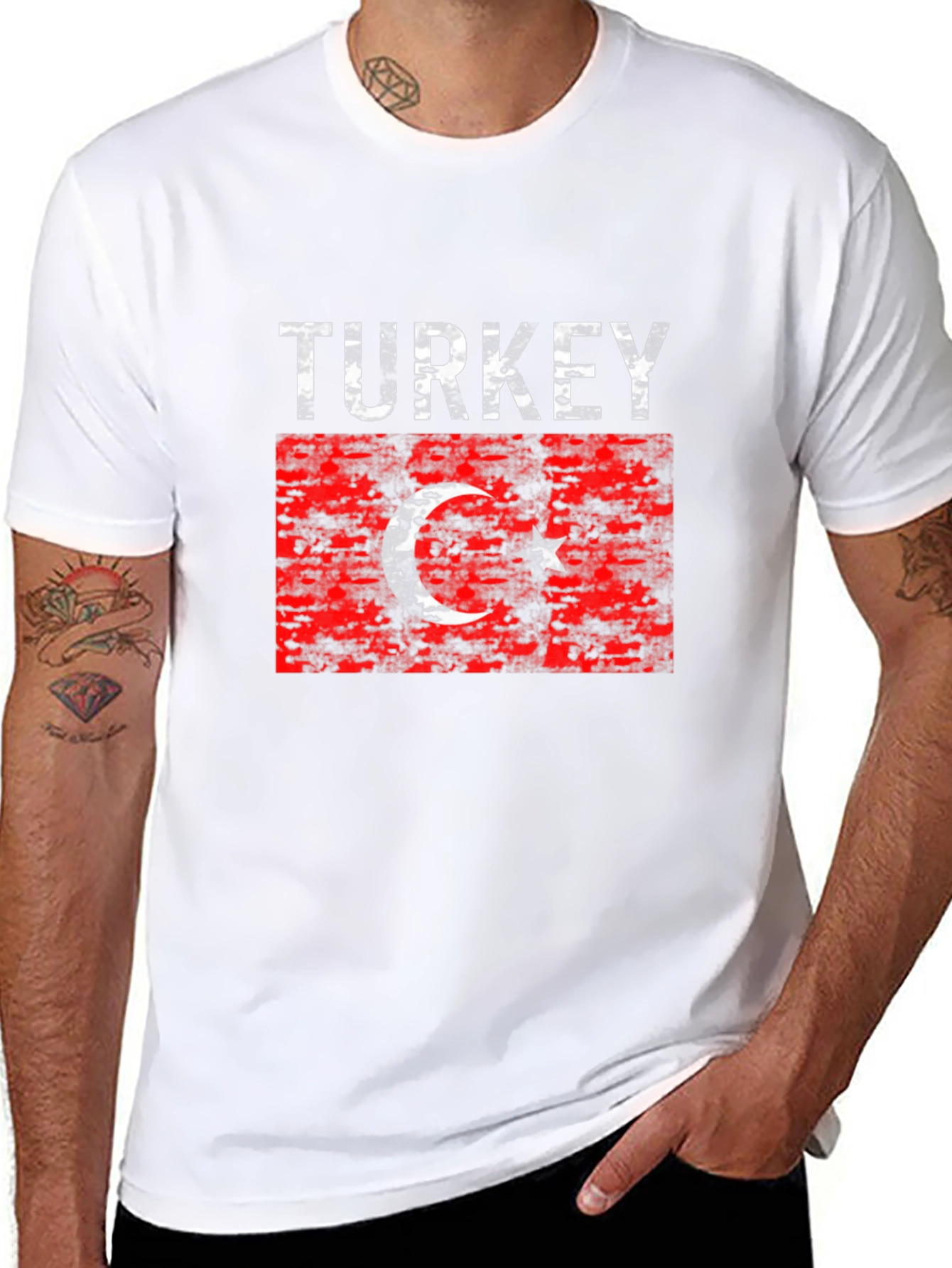 Turkey Flag Graphic T-Shirt - Distressed Design