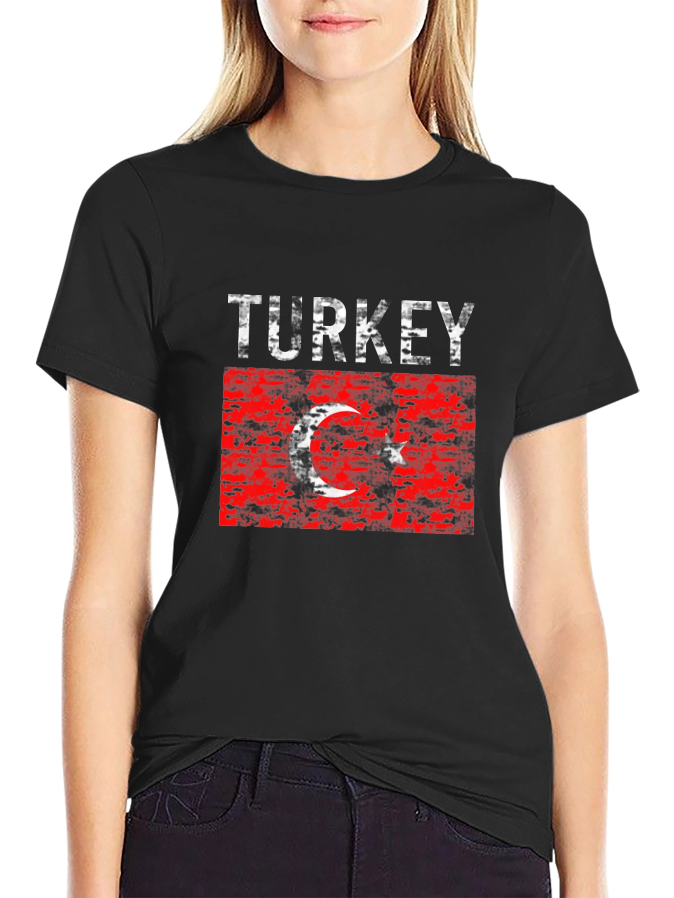 Turkey Flag Graphic T-Shirt - Distressed Design