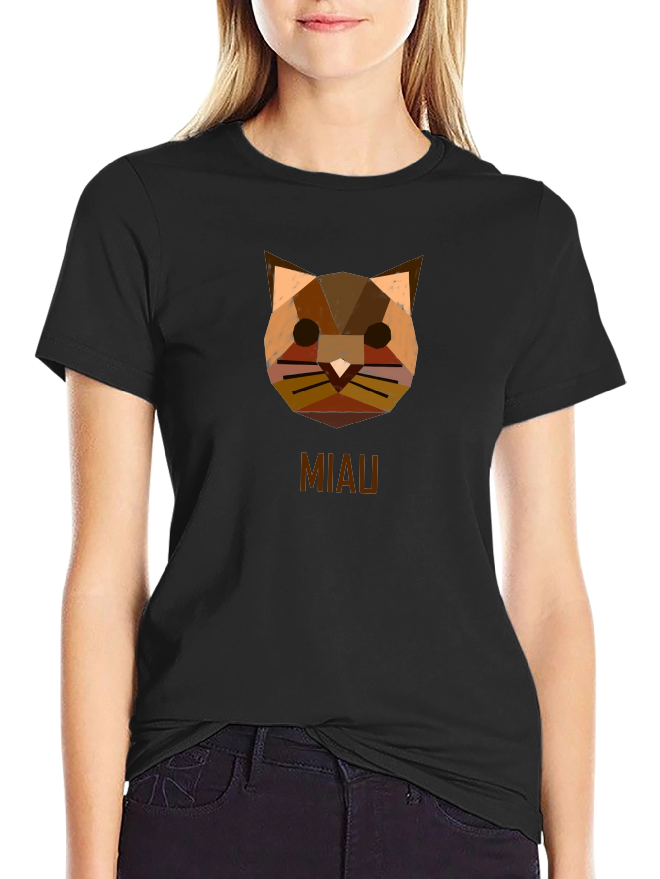 Geometric Cat MIAU T-Shirt