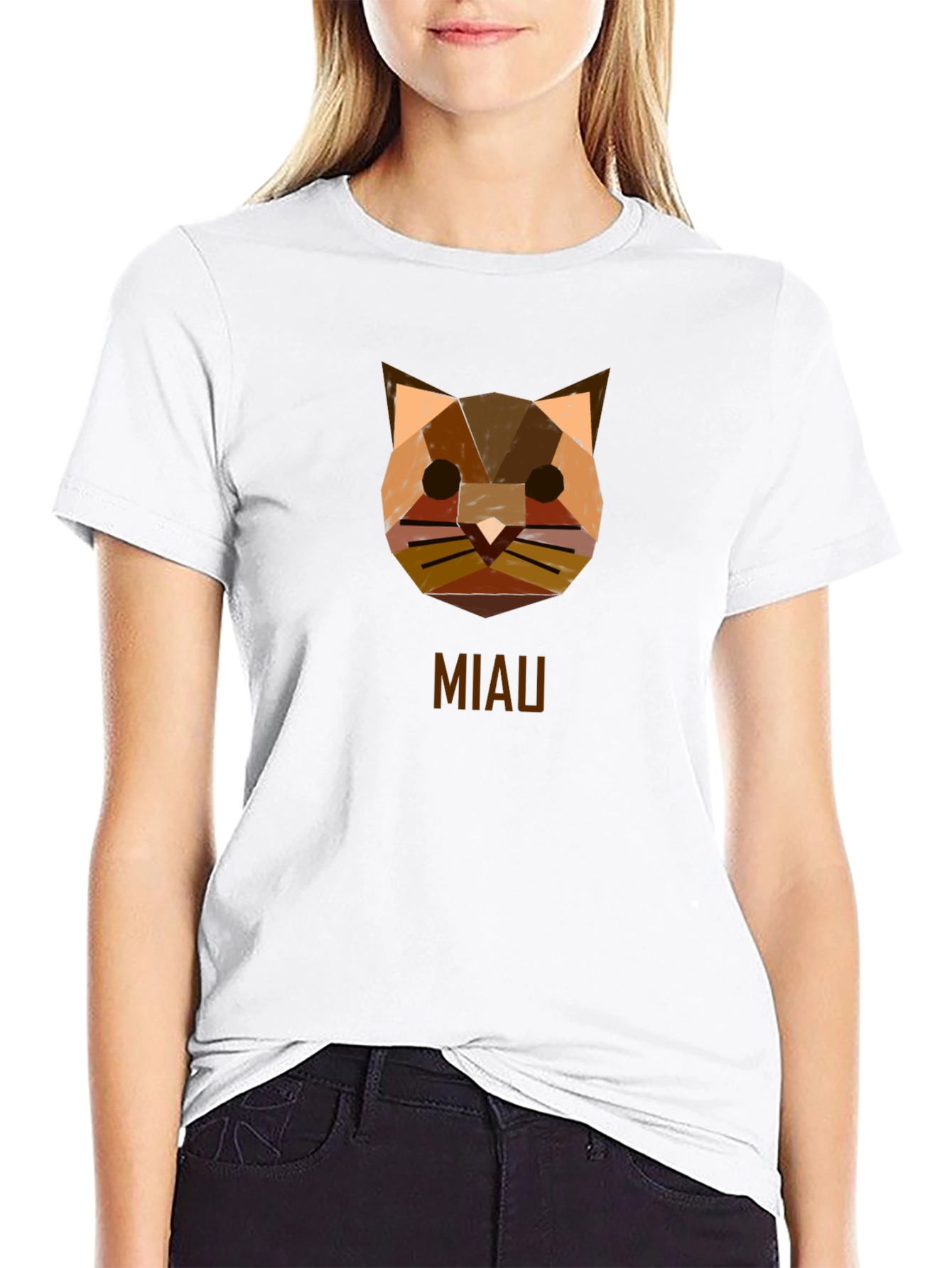 Geometric Cat MIAU T-Shirt