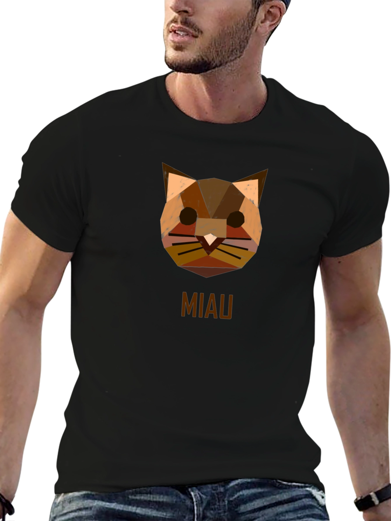 Geometric Cat MIAU T-Shirt