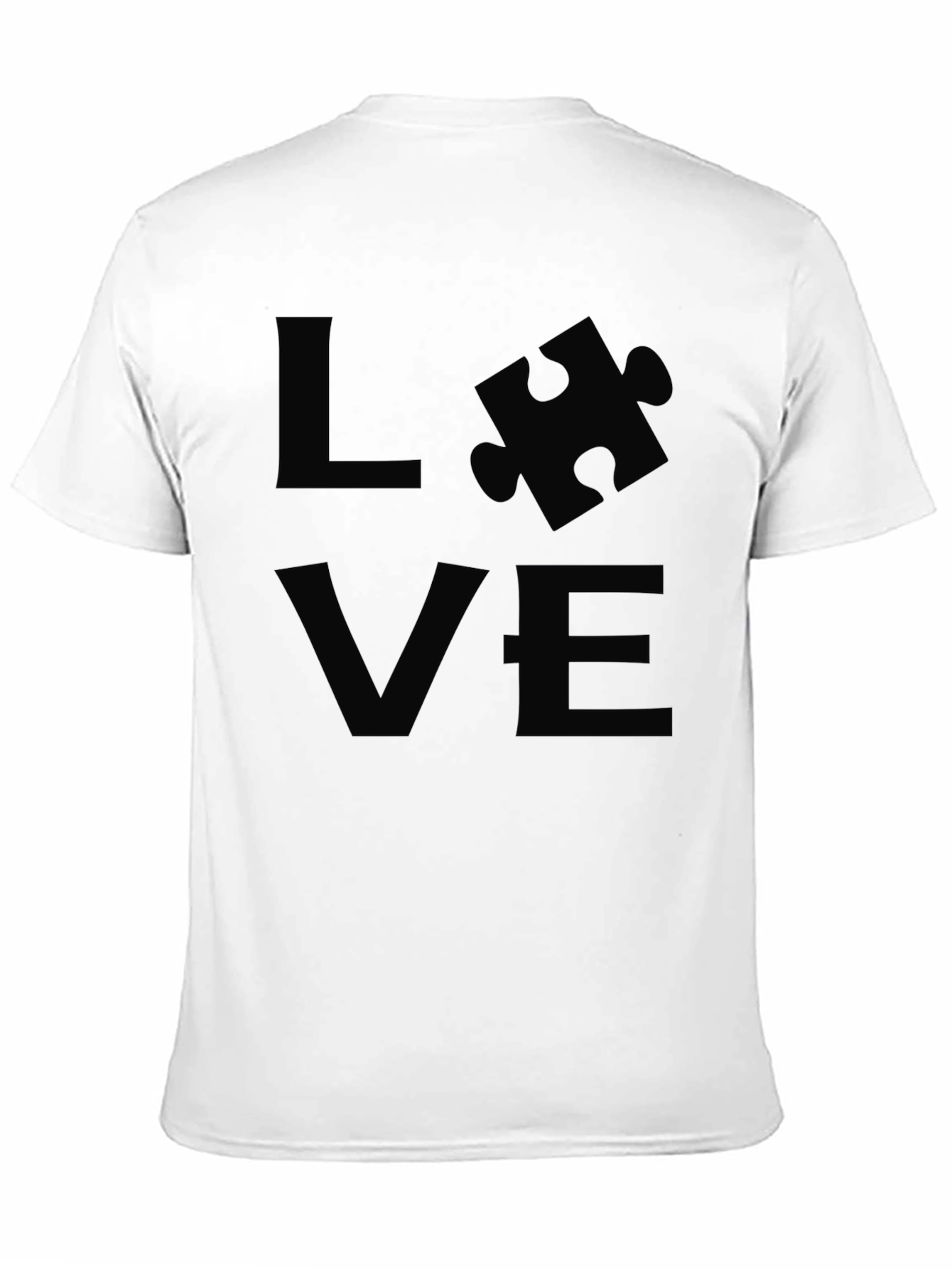 Love Puzzle Piece Graphic Tee - Black Cotton T-Shirt