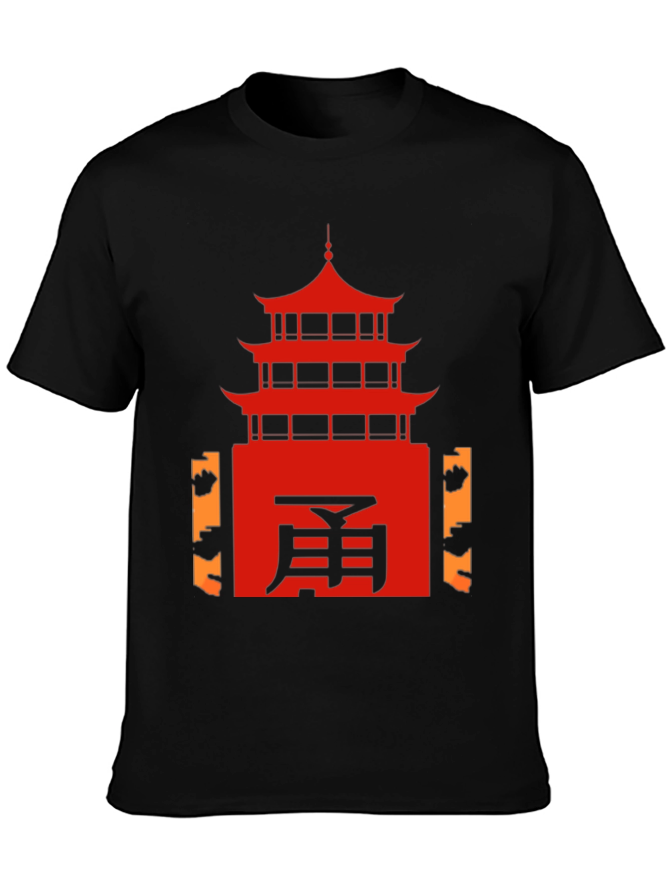 Oriental Temple Graphic Tee - Black