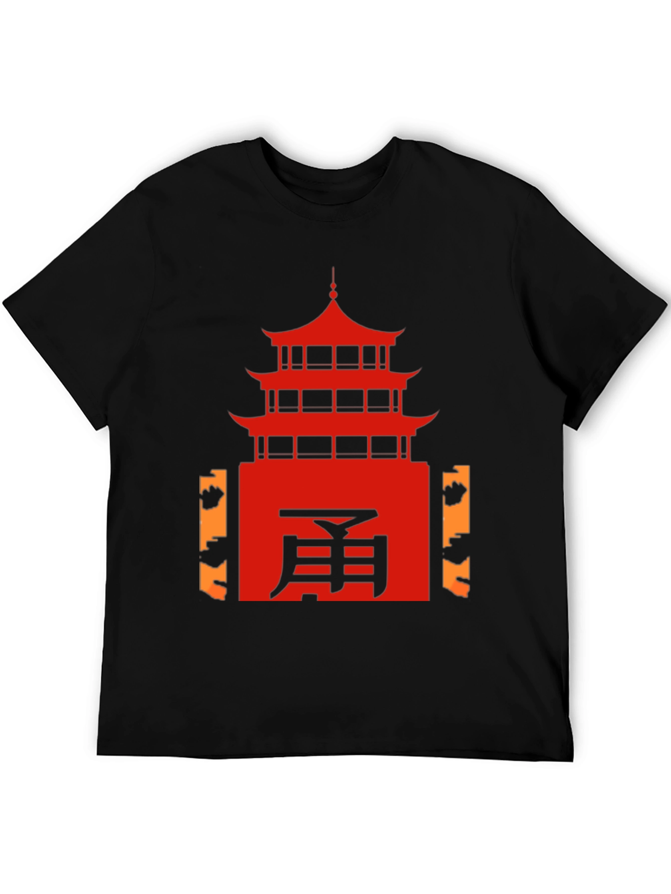 Oriental Temple Graphic Tee - Black