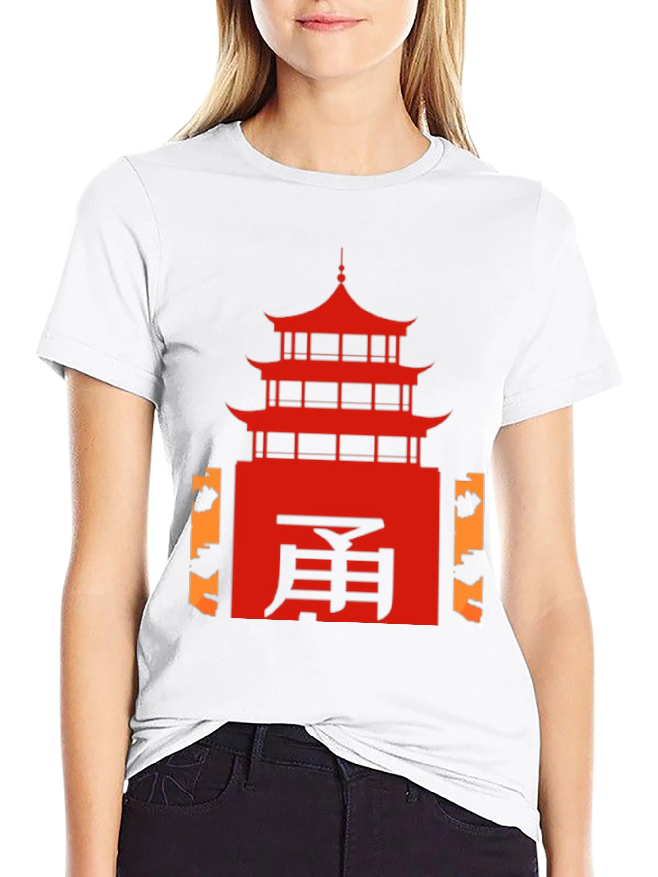 Oriental Temple Graphic Tee - Black