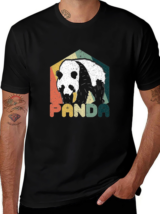 Retro Panda Graphic Tee - Mens Black T-Shirt