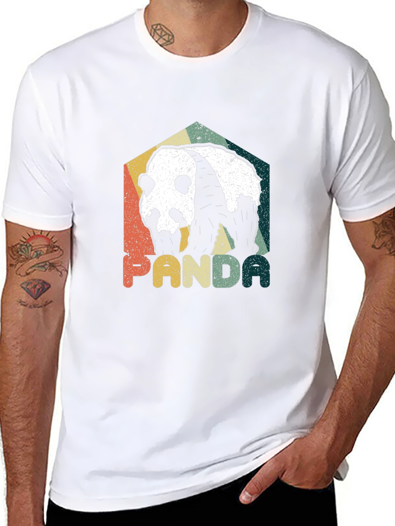 Retro Panda Graphic Tee - Mens Black T-Shirt