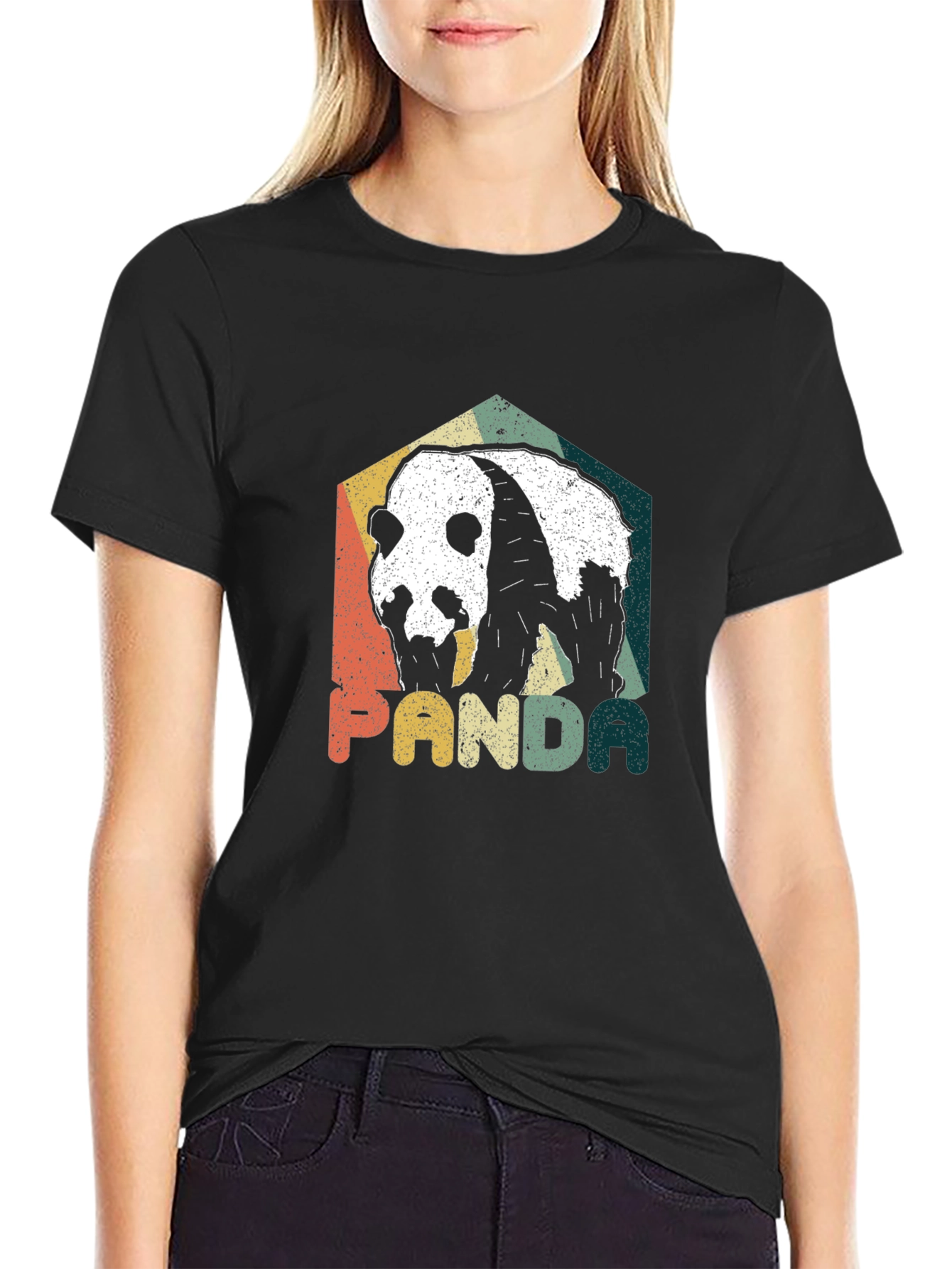 Retro Panda Graphic Tee - Mens Black T-Shirt